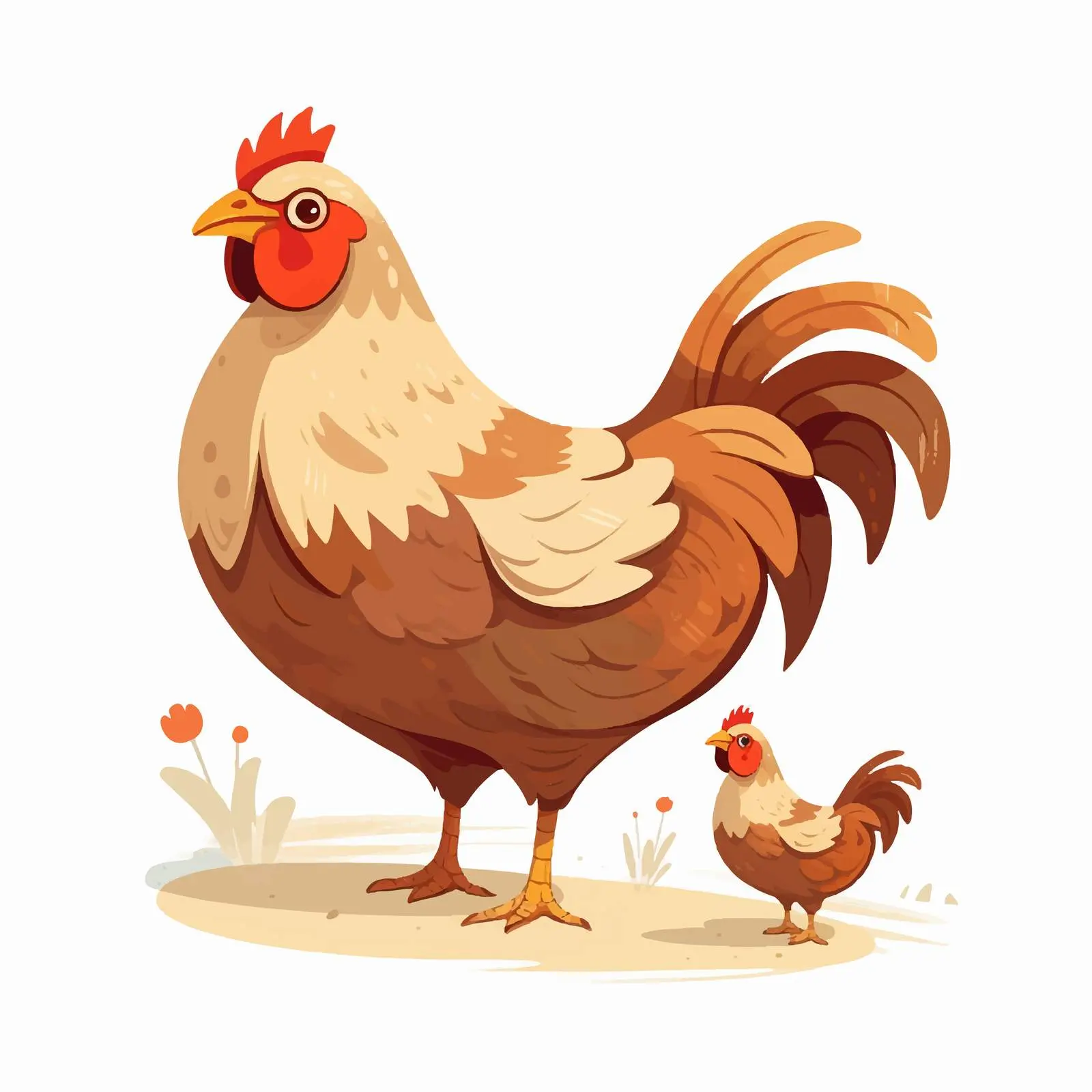 Mother Hen Vector Illustration on White Background — free download from Dotvec