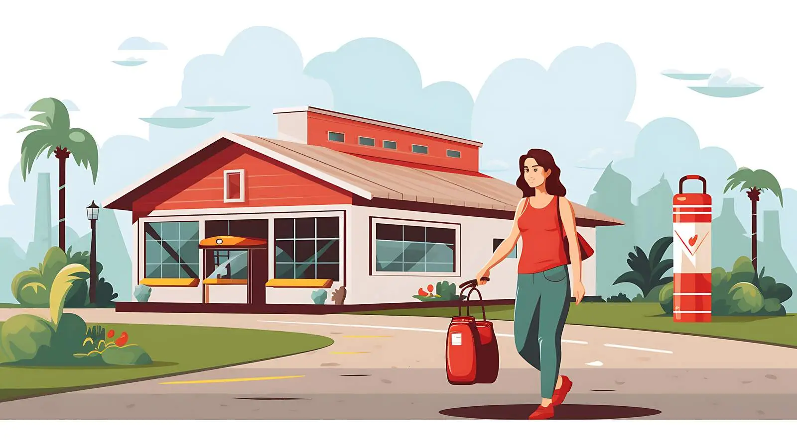 Mother Walking by Garage Image — free download from Dotvec