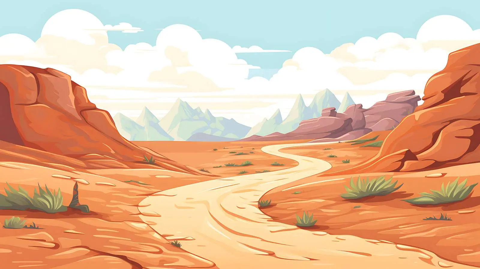 Desert Narrow Road Illustration — free download from Dotvec