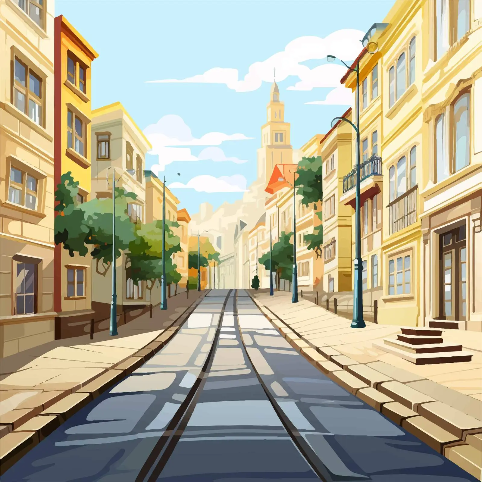 Narrow Road Illustration in the City Vector — free download from Dotvec