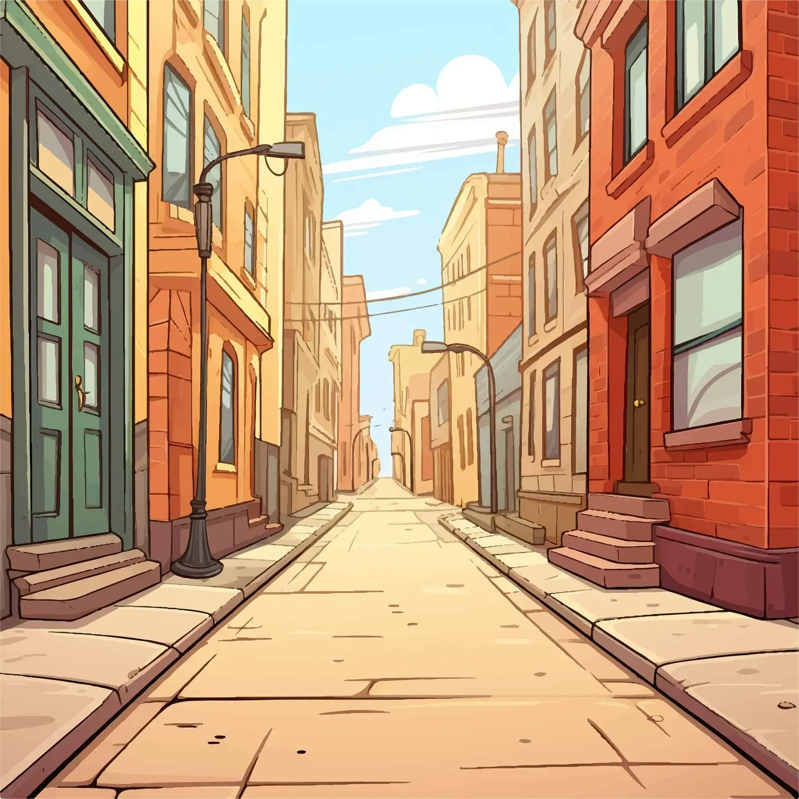 Narrow City Road Illustration Vector Art — free download from Dotvec