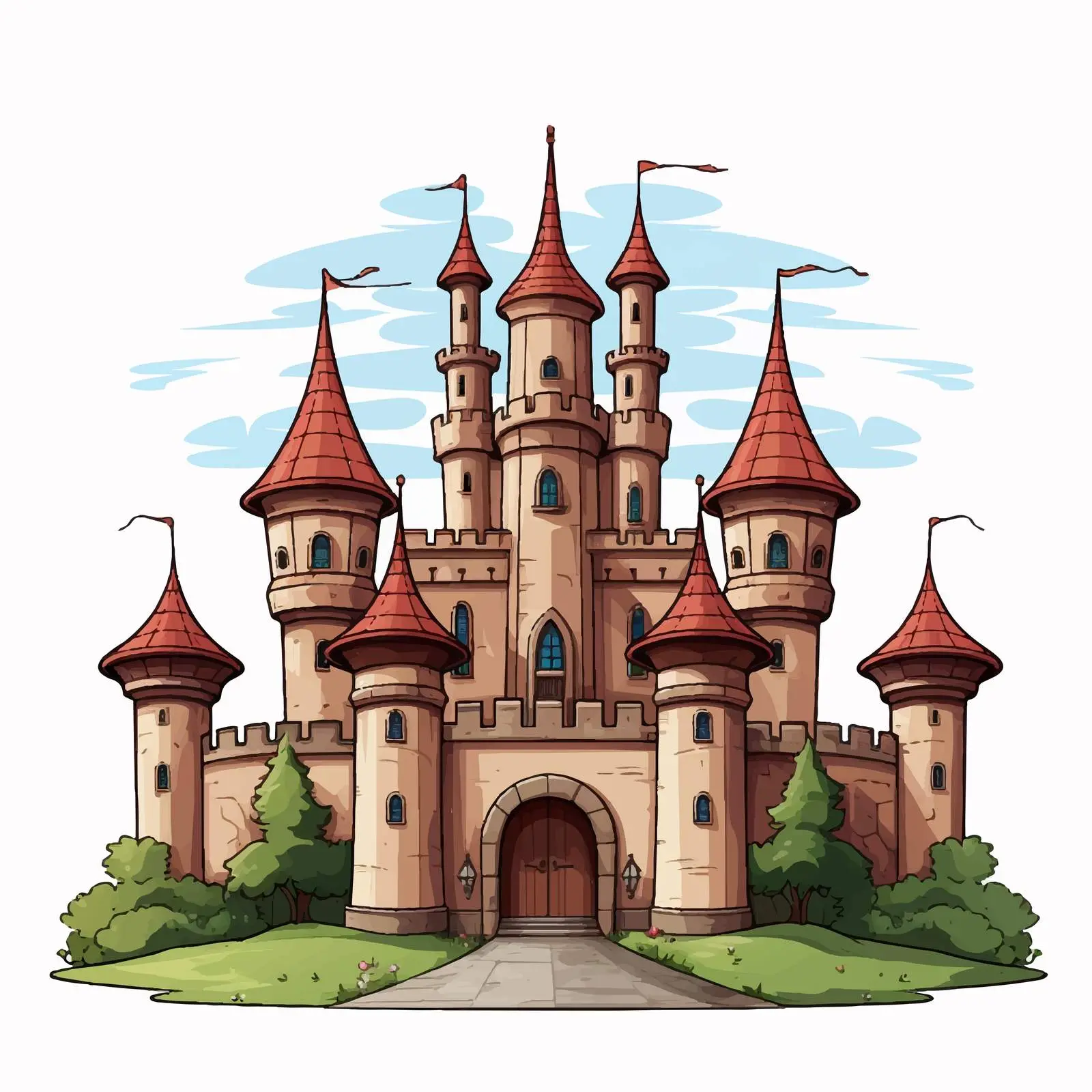 Castle Painting on White Background Illustration — free download from Dotvec