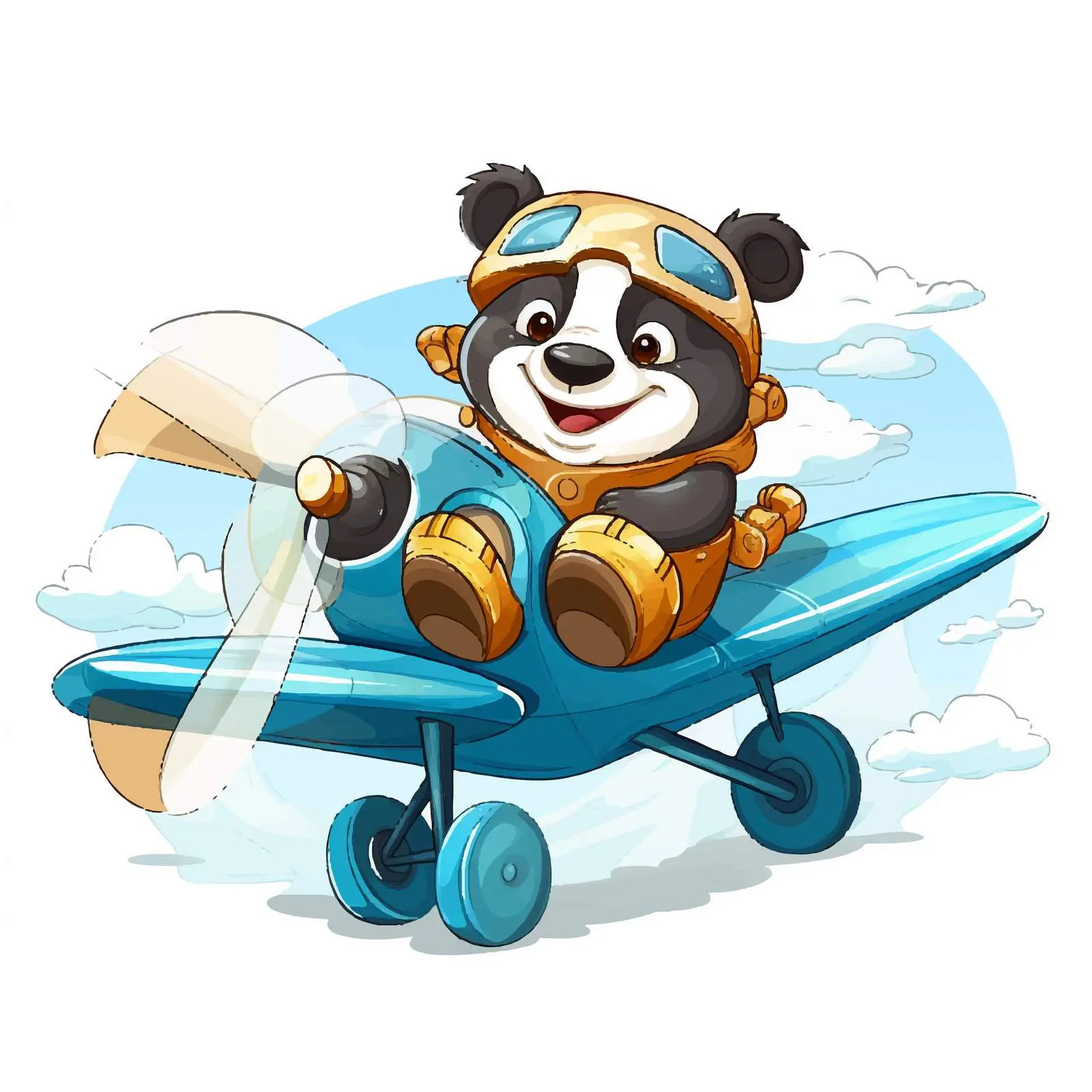 Panda Flying in a Plane Vector Illustration — free download from Dotvec