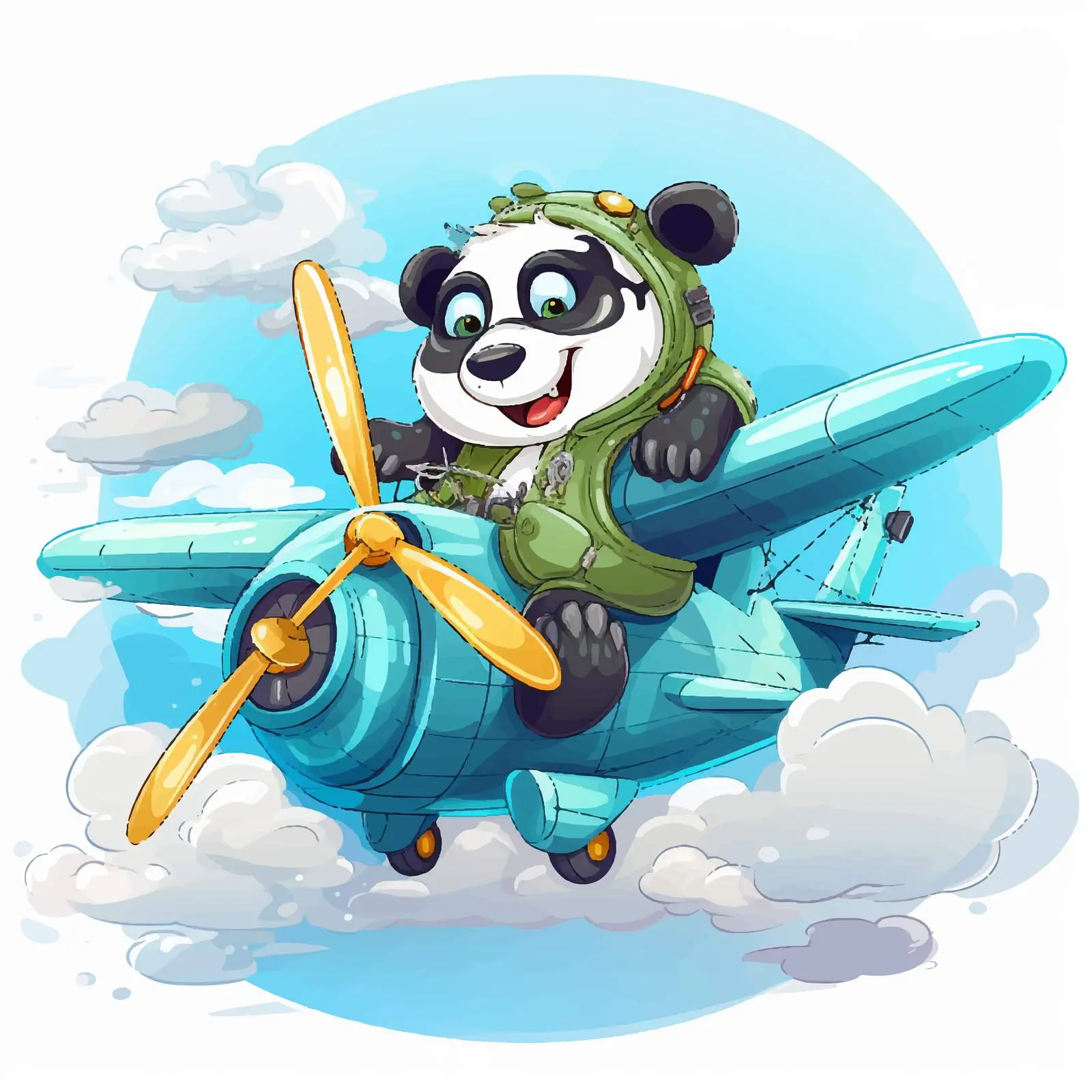 Panda Adventure in a Plane Vector Illustration — free download from Dotvec