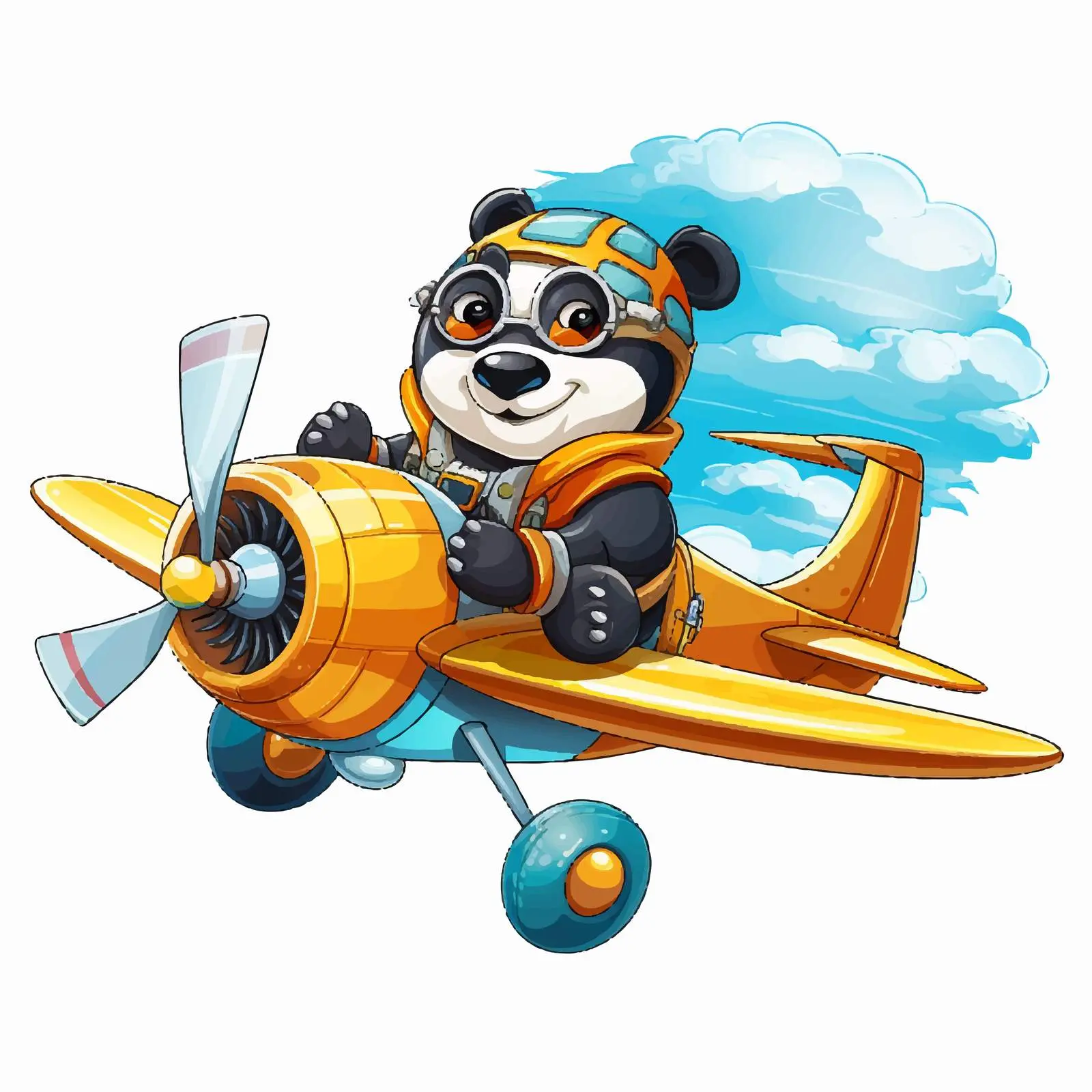 Panda Flying in a Plane Vector Illustration — free download from Dotvec
