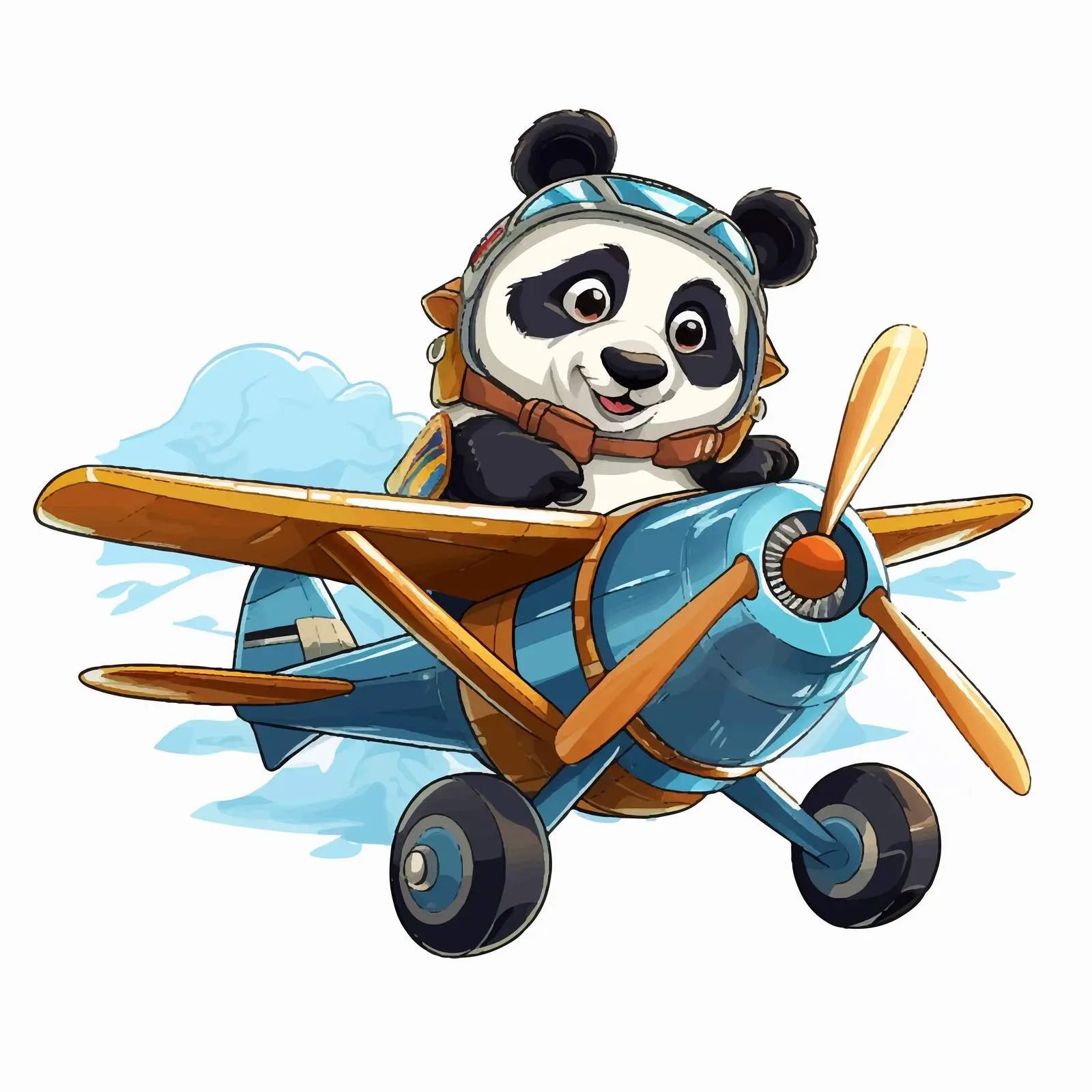 Panda Flying in a Plane Vector Illustration — free download from Dotvec