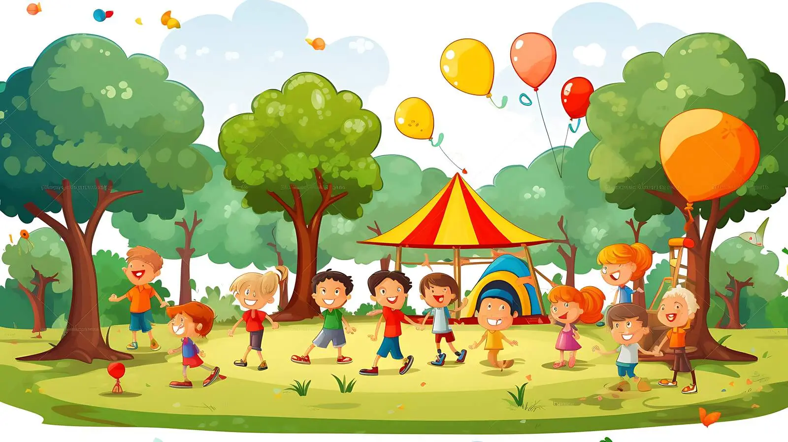 Vibrant Park Scene with Children Playing — free download from Dotvec