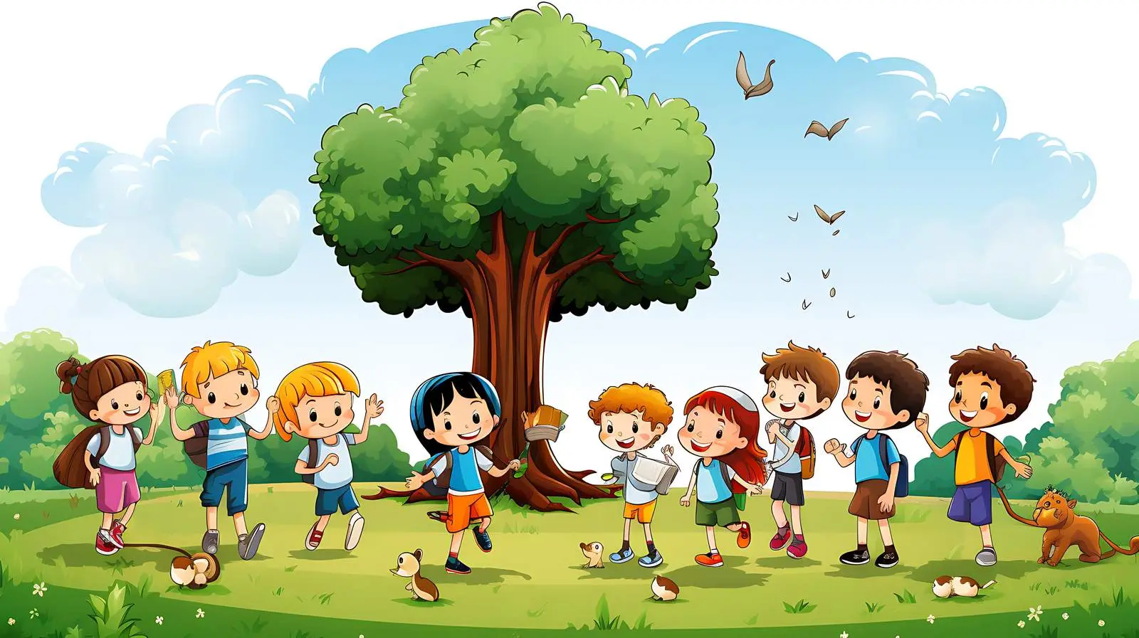 Vibrant Park Scene with Playing Children — free download from Dotvec