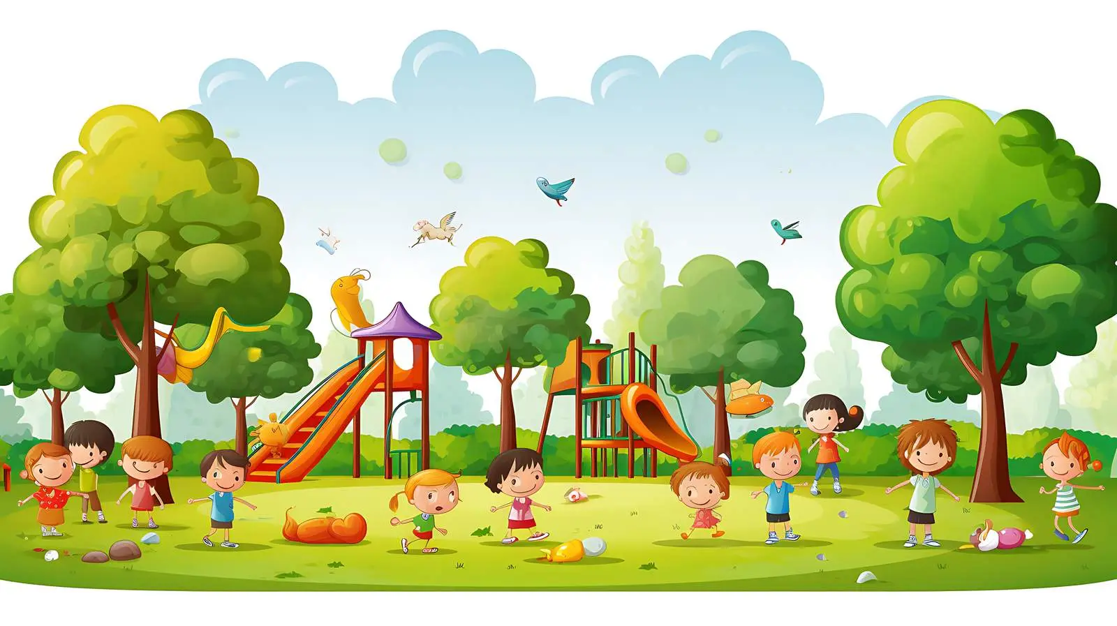 Vibrant Park Scene with Children Playing — free download from Dotvec