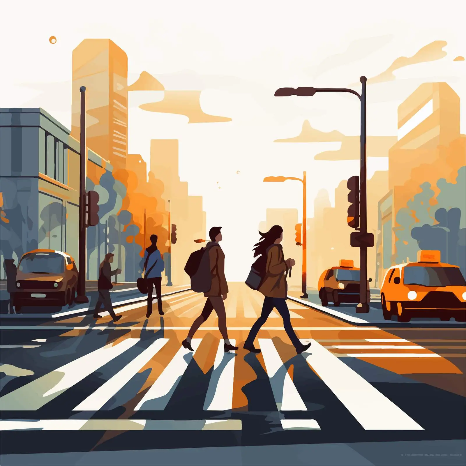 Pedestrian Crossing Cartoon Vector Illustration — free download from Dotvec