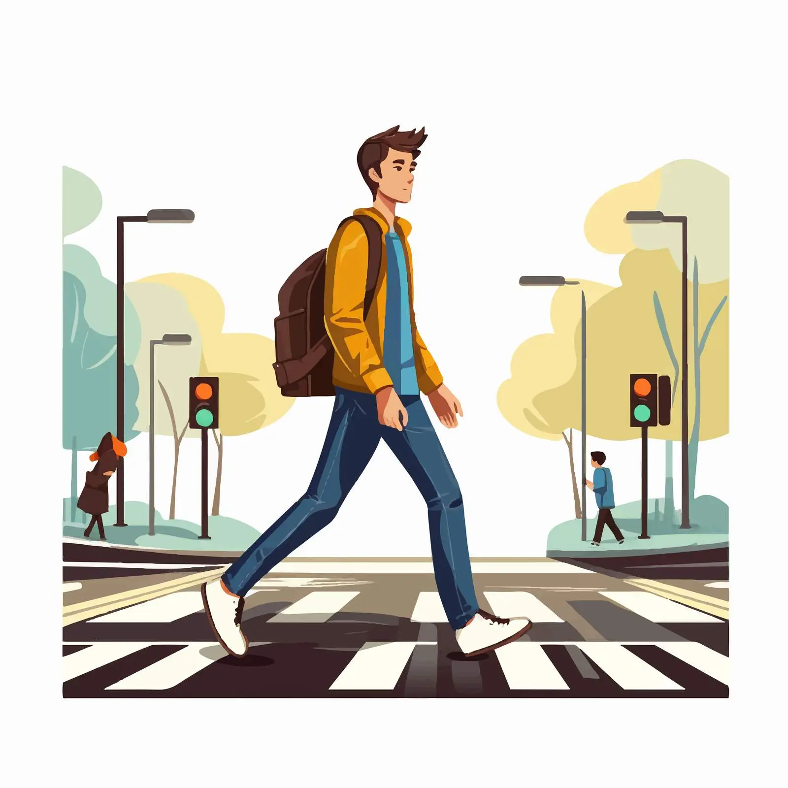 Cartoon Illustration of Pedestrian Crossing Vector – free traffic safety image from Dotvec