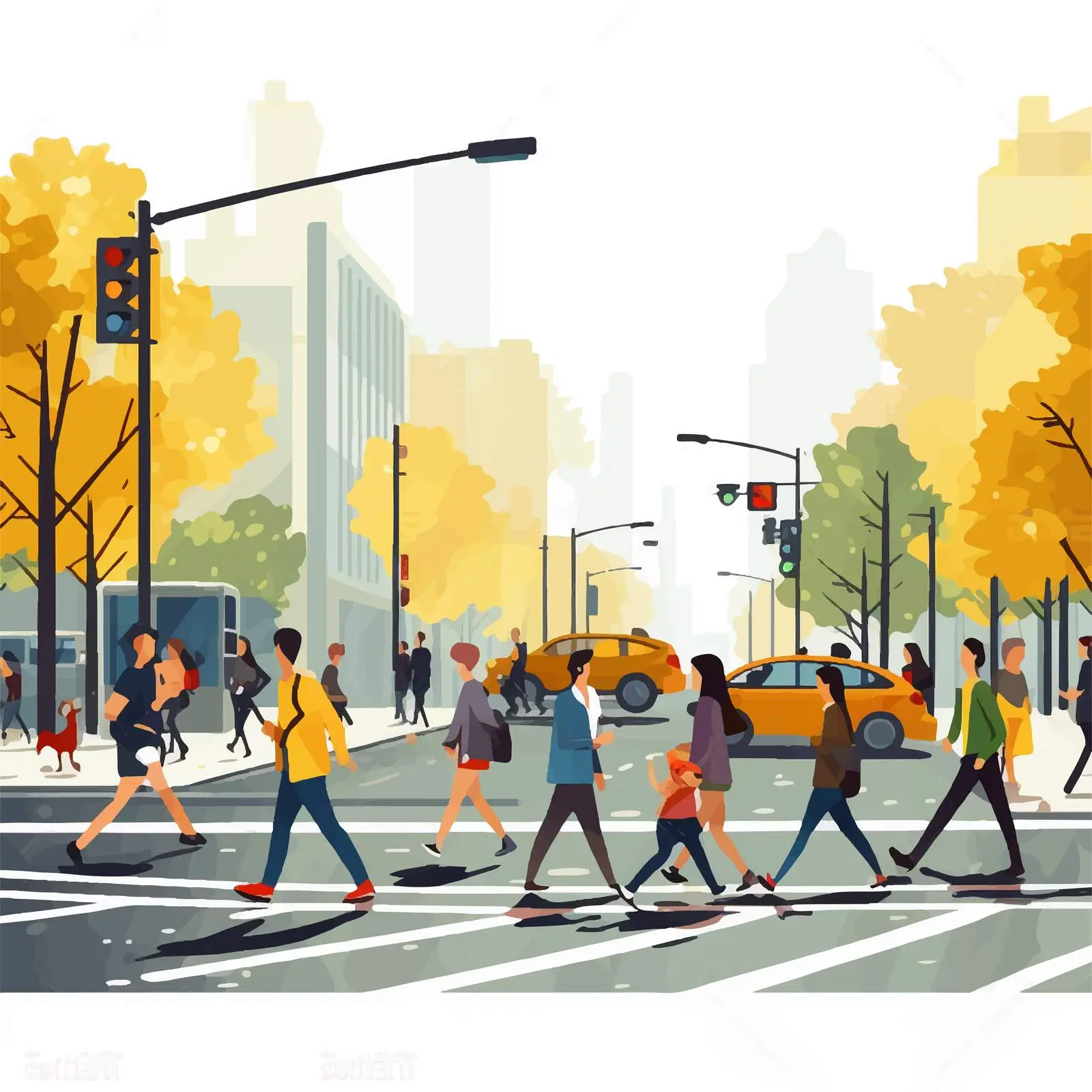 Cartoon Illustration of Pedestrian Crossing — free download from Dotvec