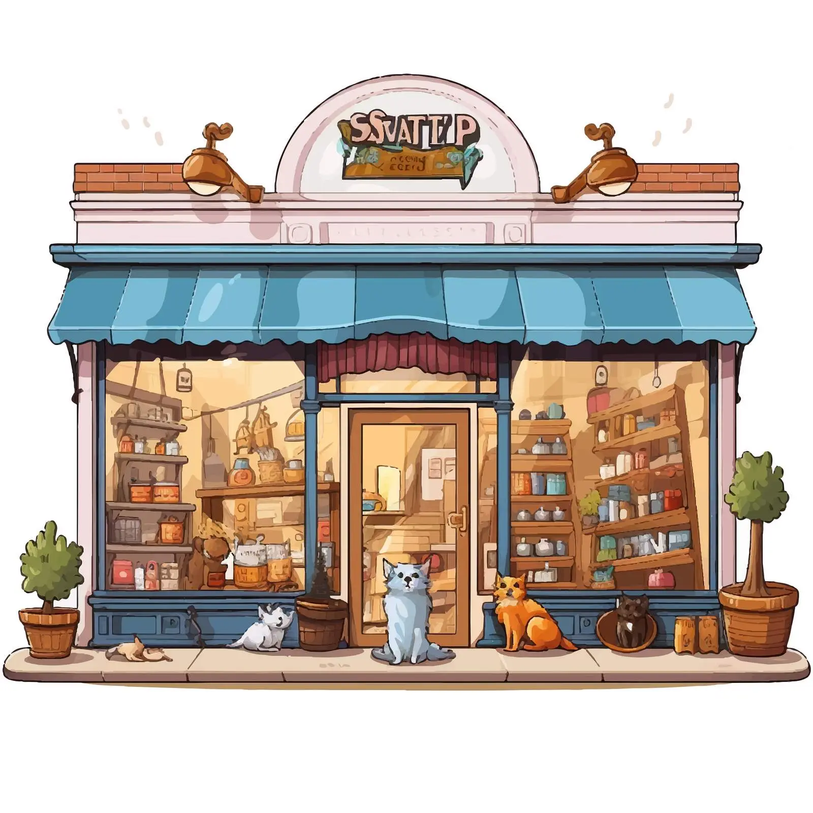 Charming Pet Shop Illustration in Urban Setting — free download from Dotvec
