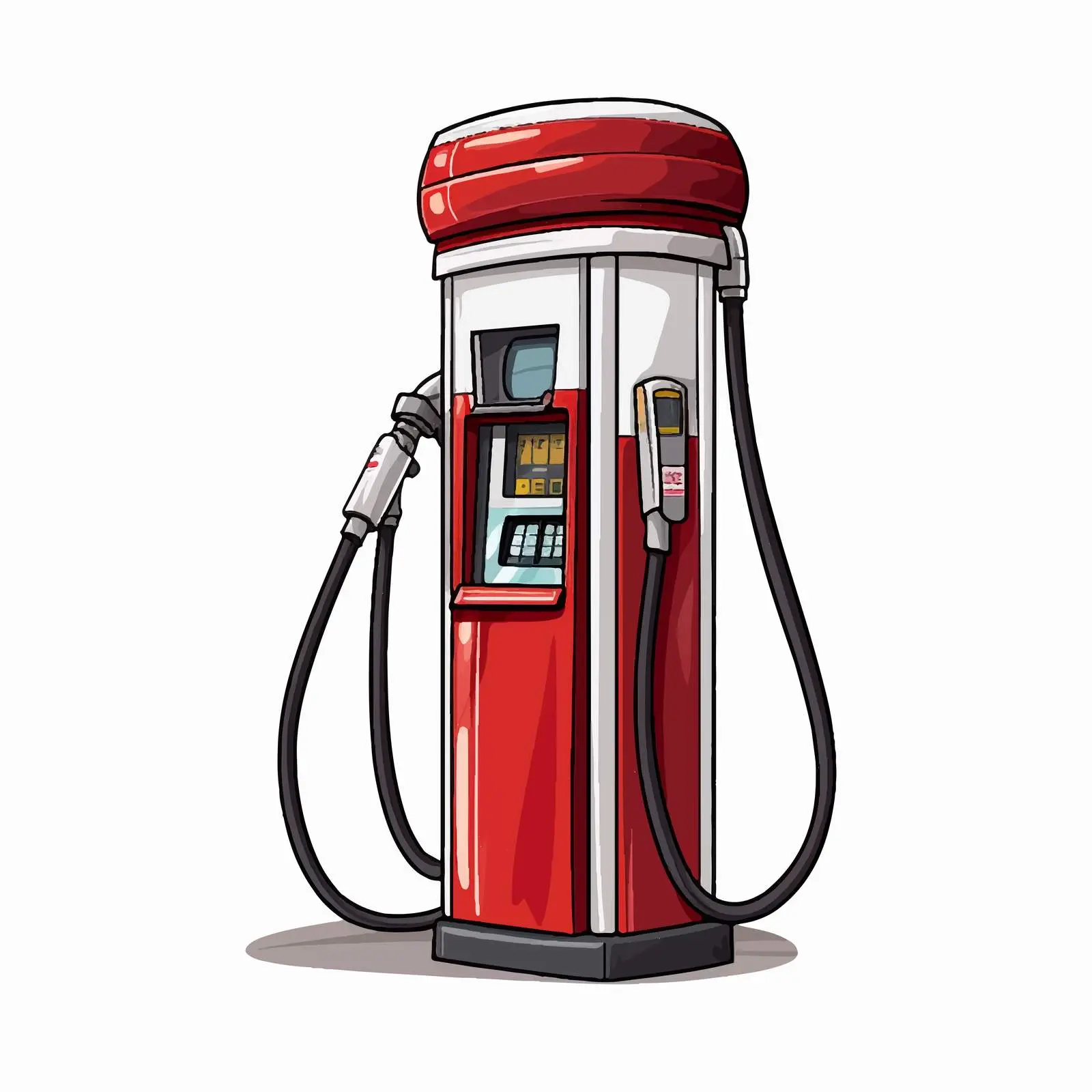 Cartoon Petrol Pump Illustration on Road — free download from Dotvec