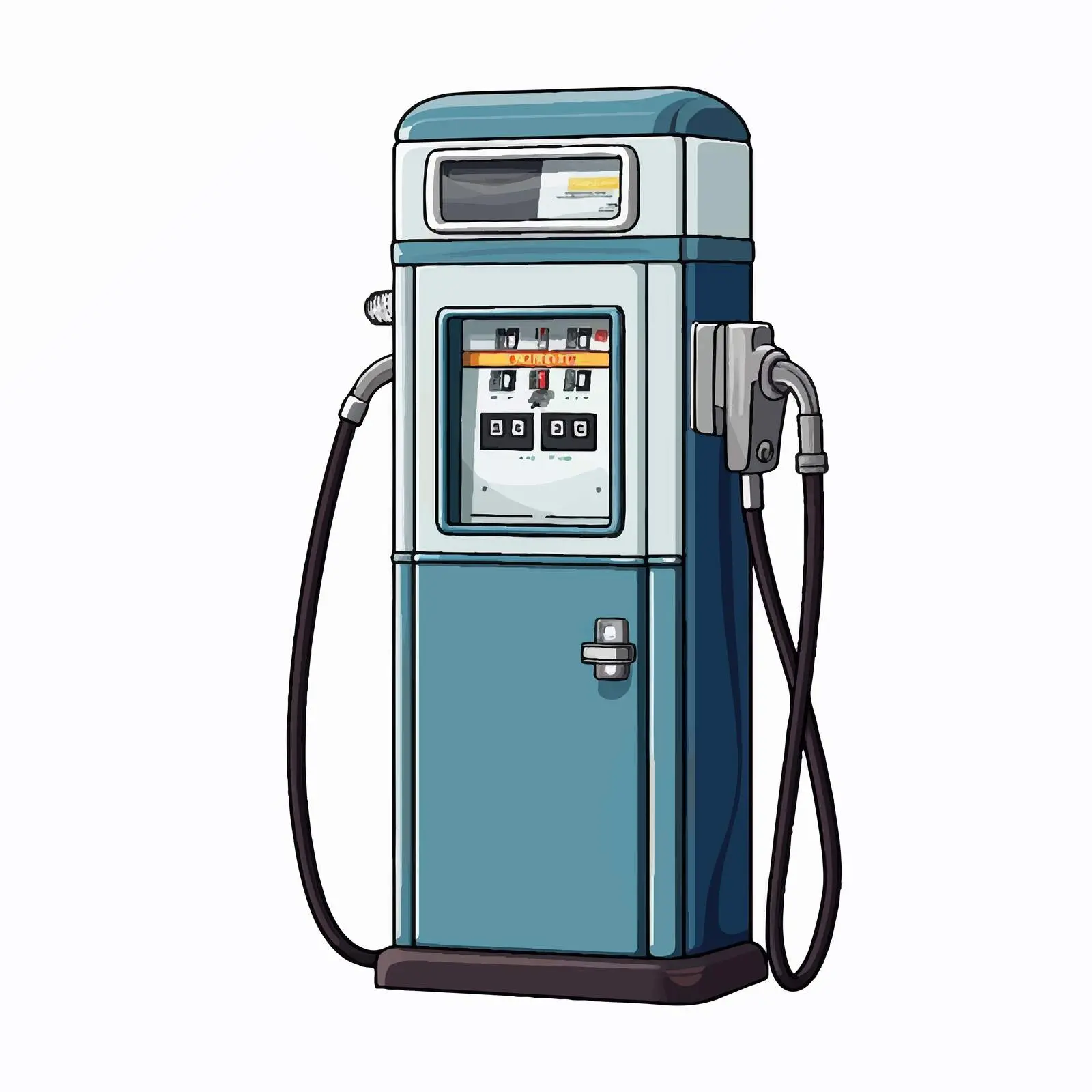 Cartoon Illustration of Petrol Pump on Road — free download from Dotvec