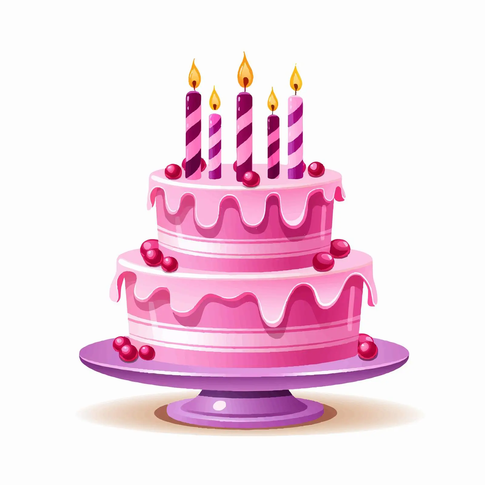 Pink Birthday Cake Illustration on White Background — free download from Dotvec