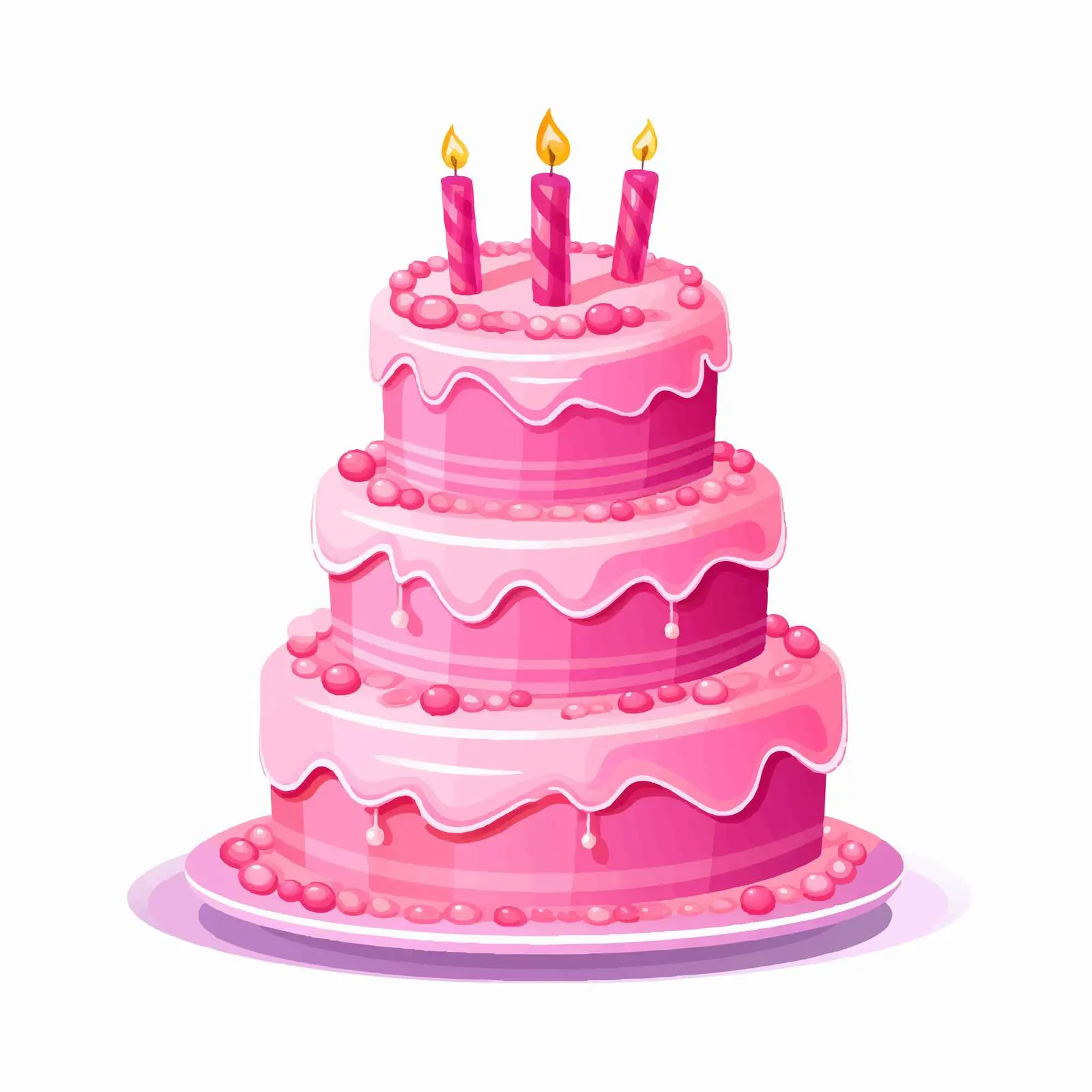 Pink Birthday Cake Illustration on White Background — free download from Dotvec