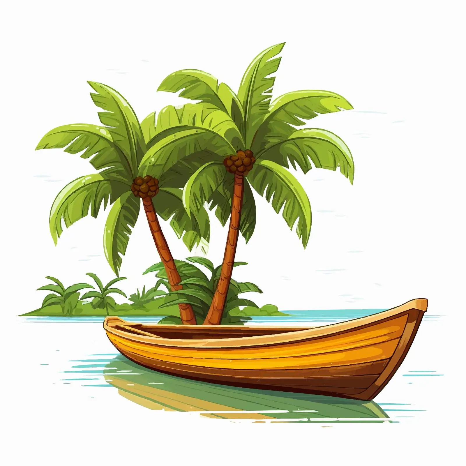 Palm Tree and Rowboat Vector Illustration — free download from Dotvec