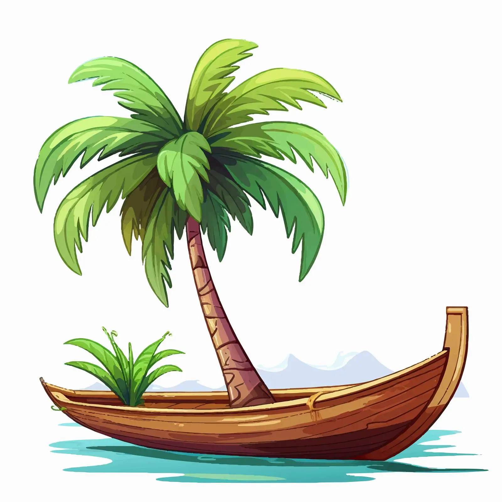 Palm Tree and Rowboat Vector Illustration — free download from Dotvec