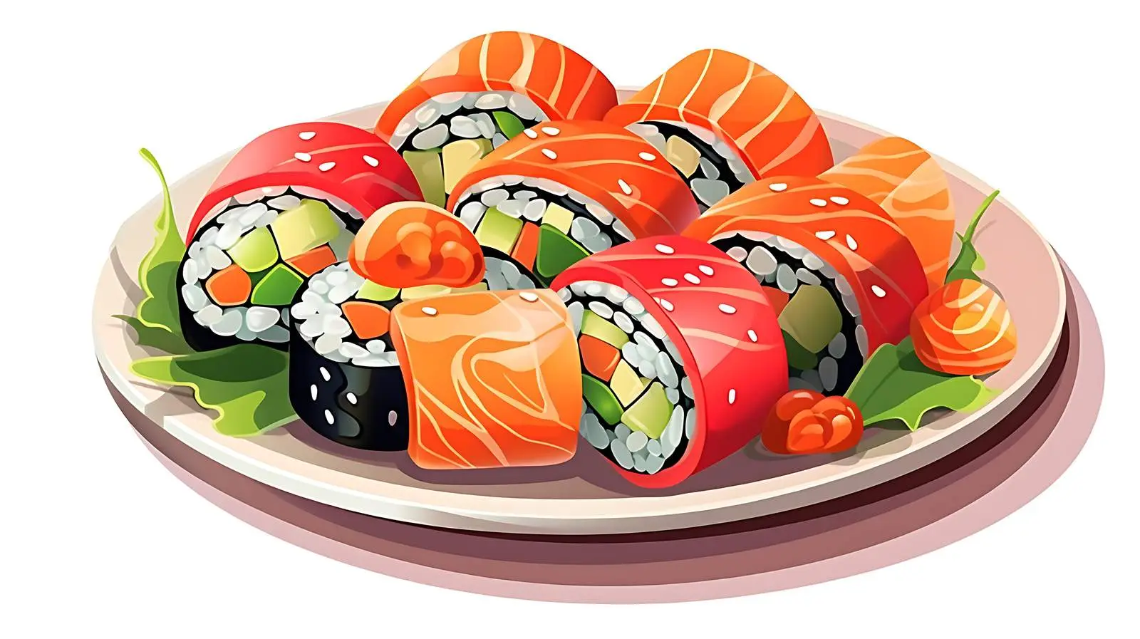 Sushi Plate on White Background — free download from Dotvec