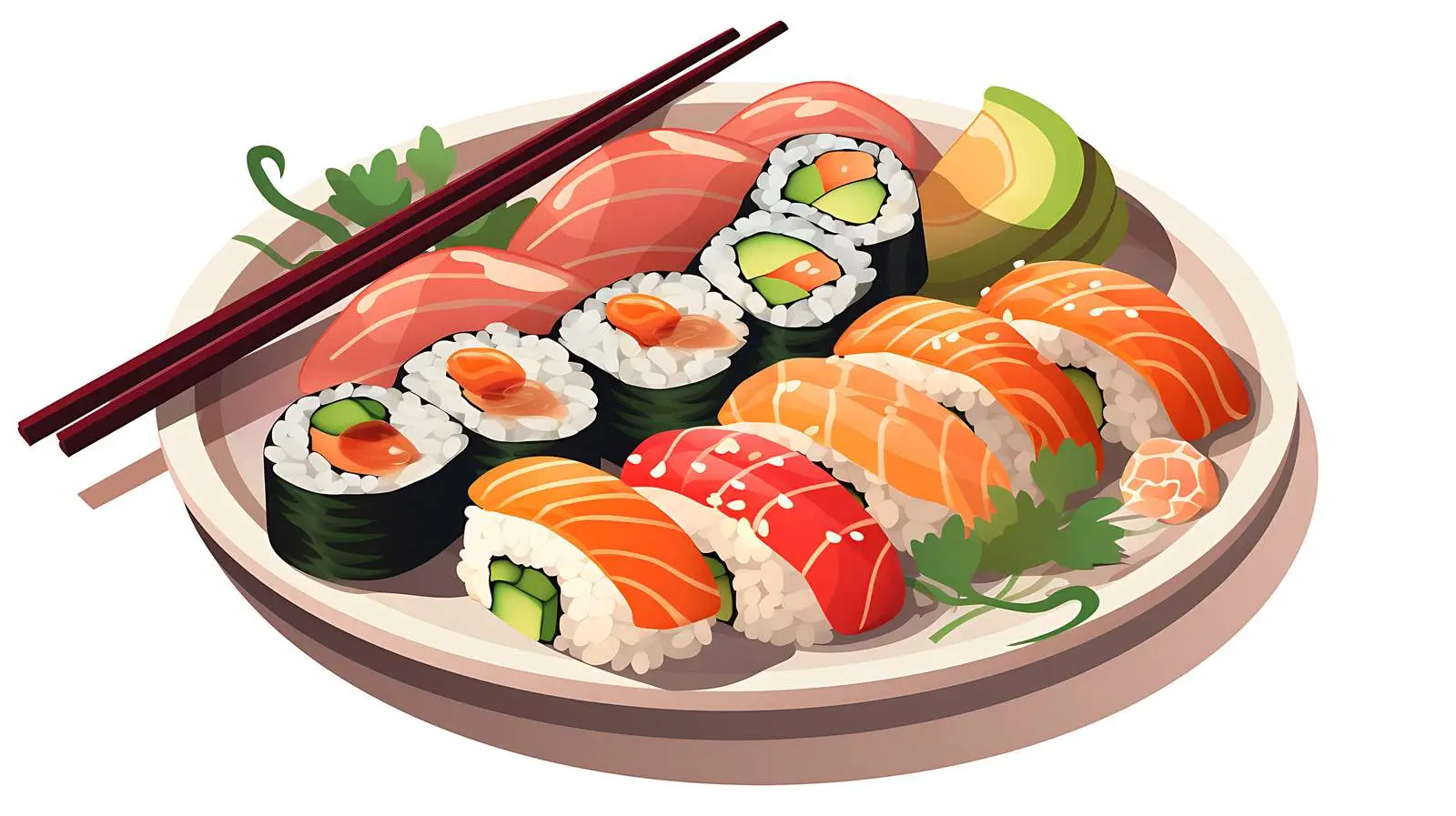 Sushi Plate on White Background — free download from Dotvec
