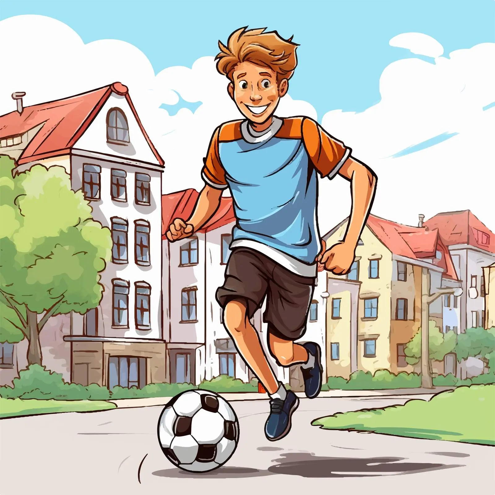 Soccer Player Illustration on the Street — free download from Dotvec