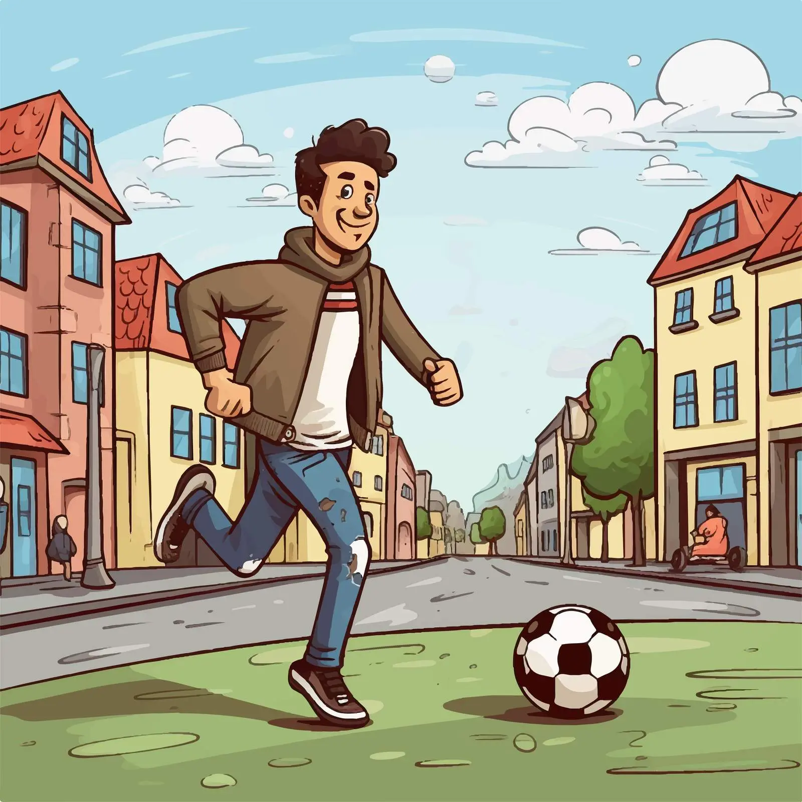 Player Playing Soccer on the Street Vector — free download from Dotvec