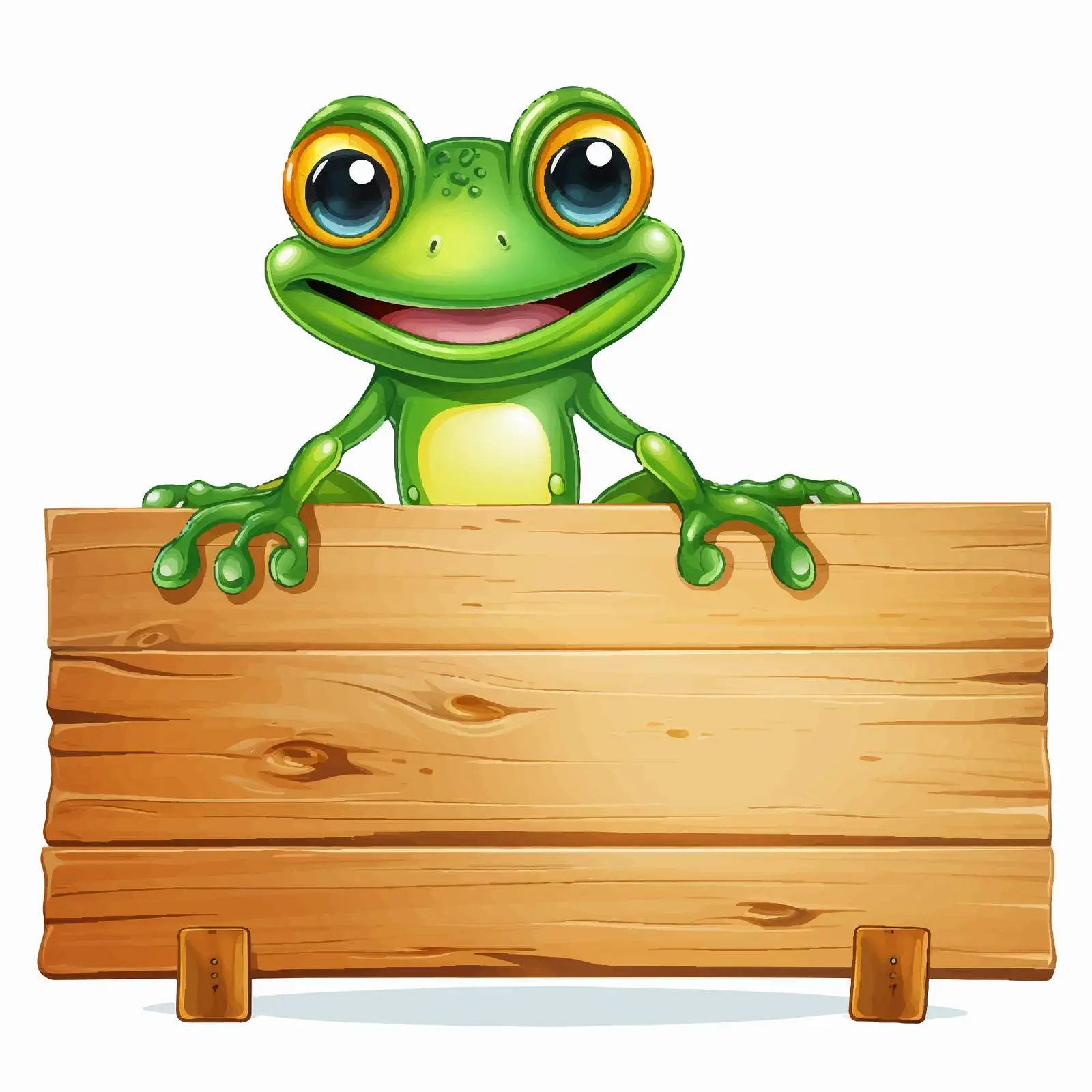 Playful Frog Under Wooden Sign Illustration — free download from Dotvec