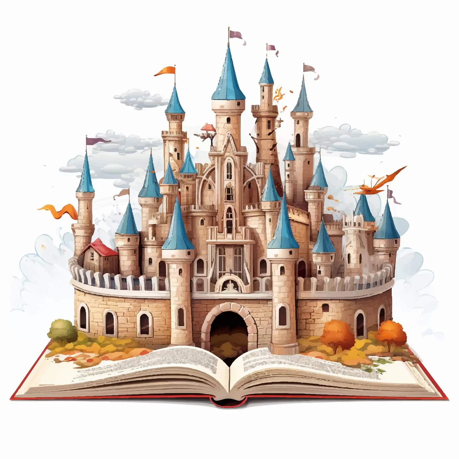 Pop-Up Book with Castle Illustration Vector — free download from Dotvec