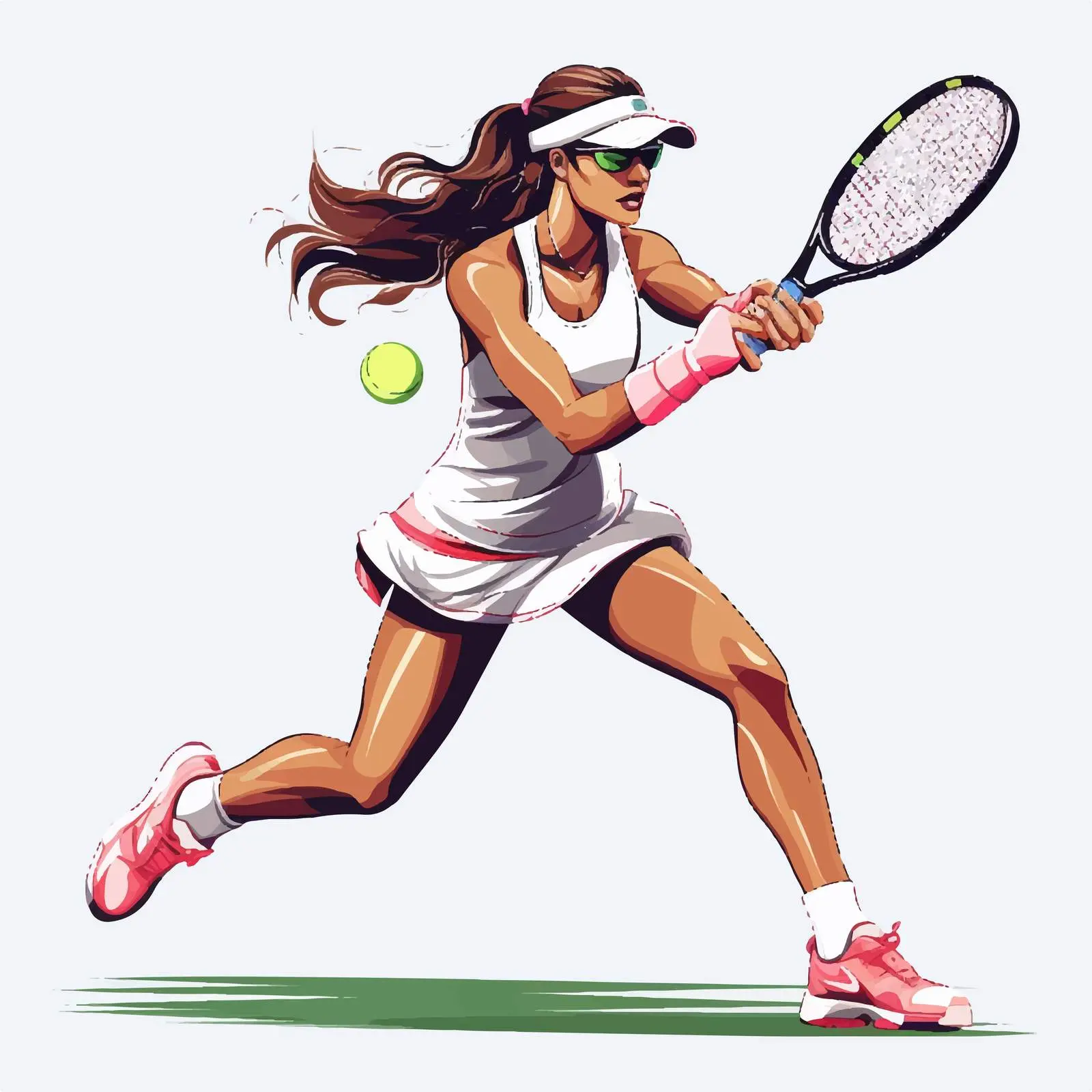 Lady Playing Tennis Against White Background – free action pose image from Dotvec