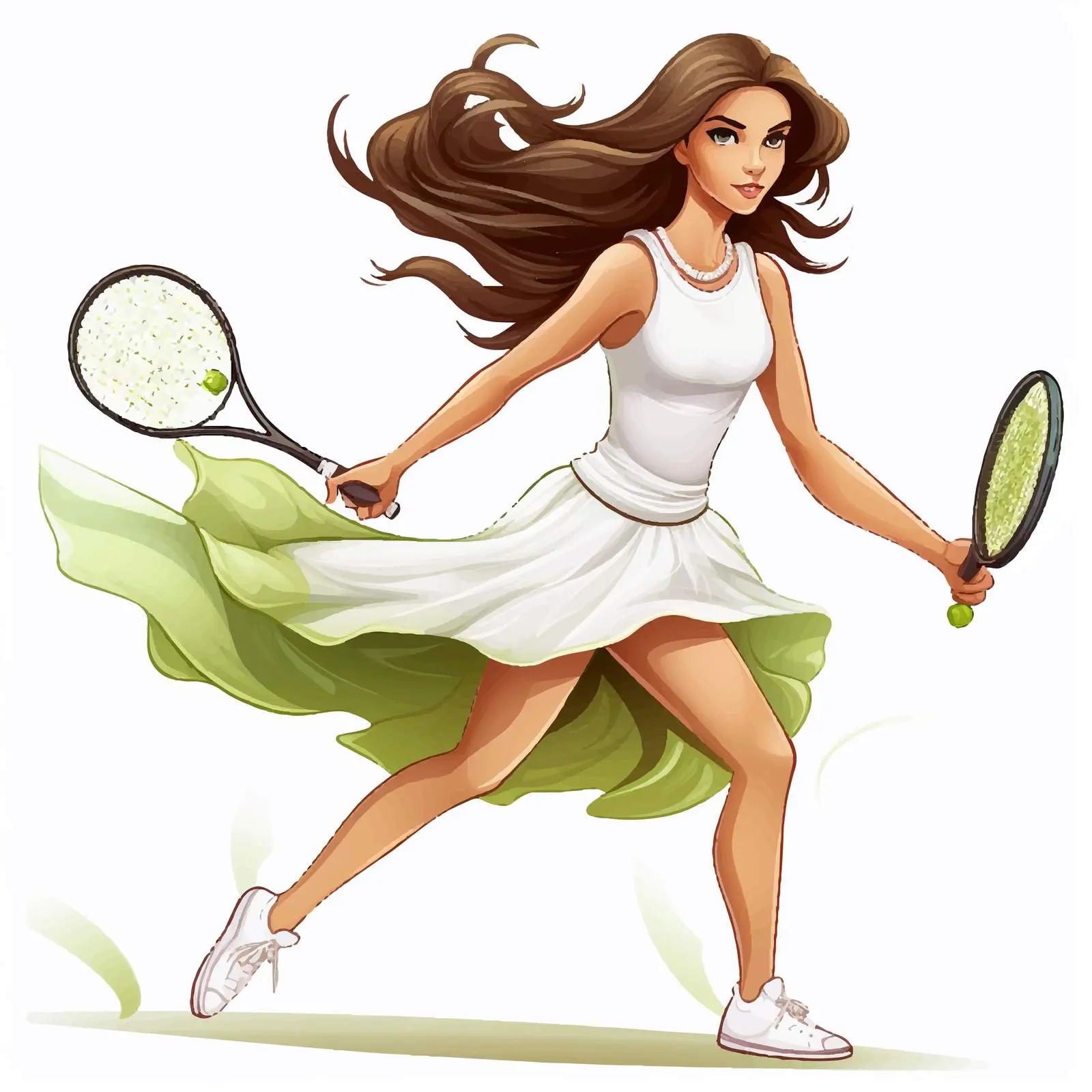 Lady Playing Tennis Vector Illustration — free download from Dotvec