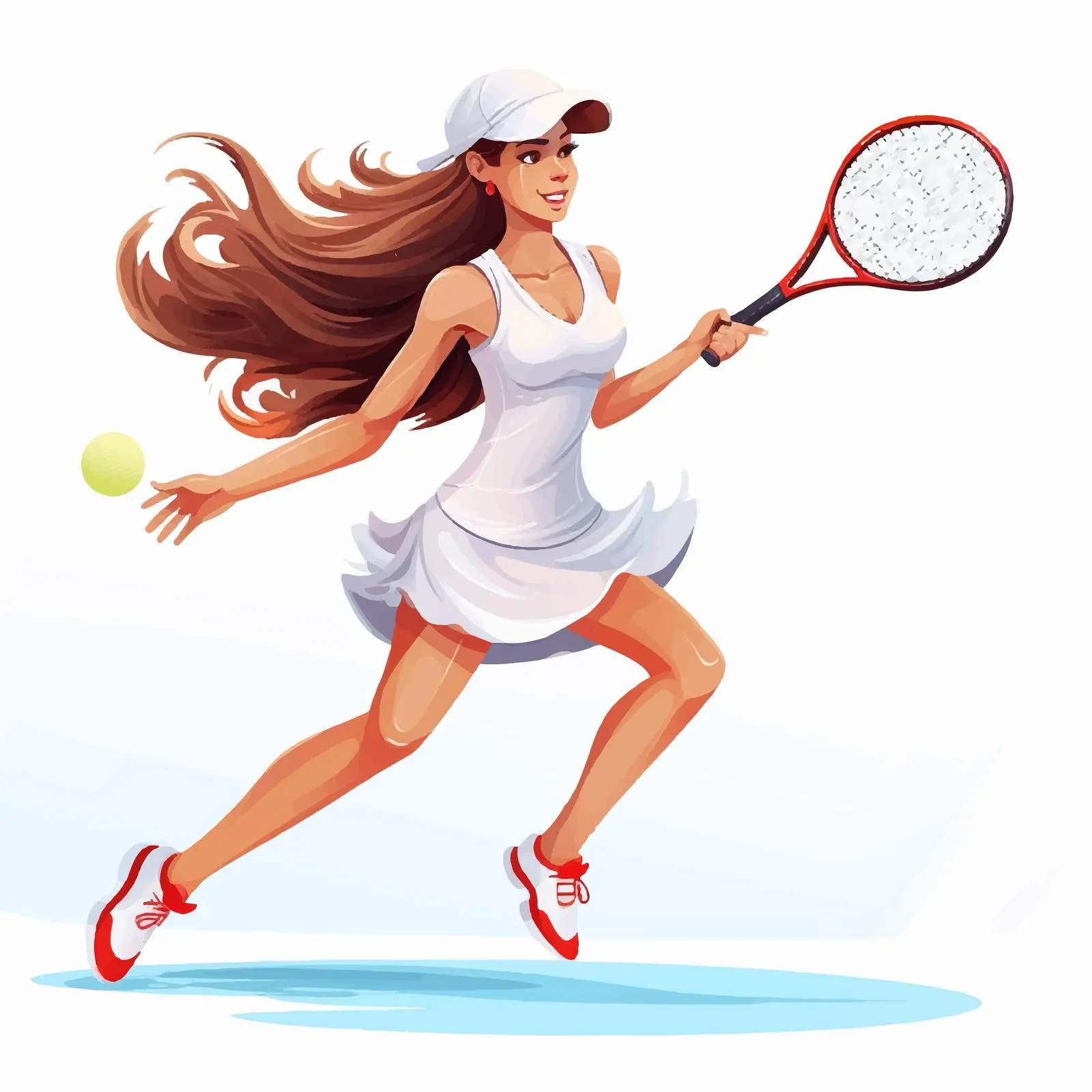 Pretty Lady Playing Tennis Vector Illustration — free download from Dotvec