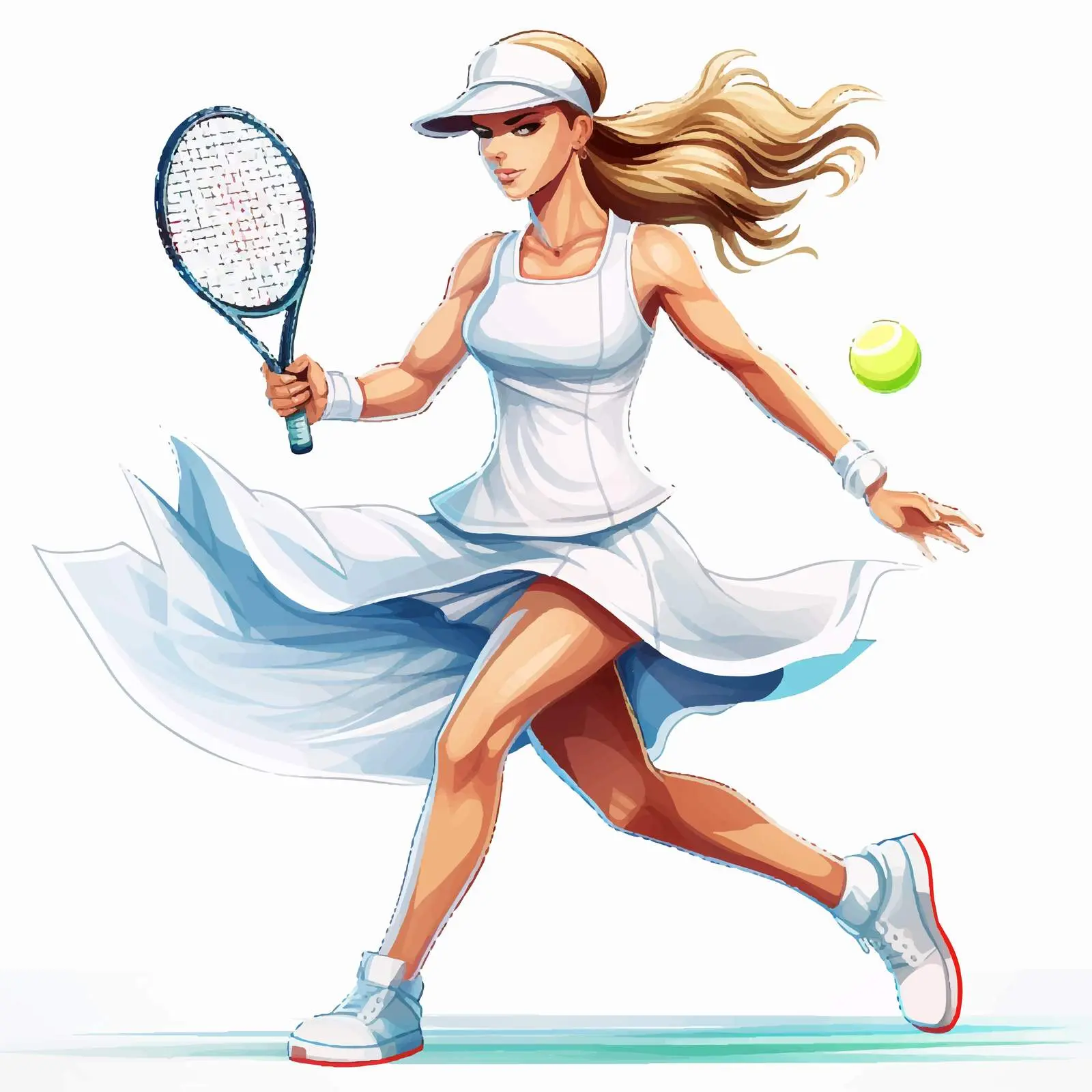 Lady Playing Tennis Illustration Vector Art — free download from Dotvec