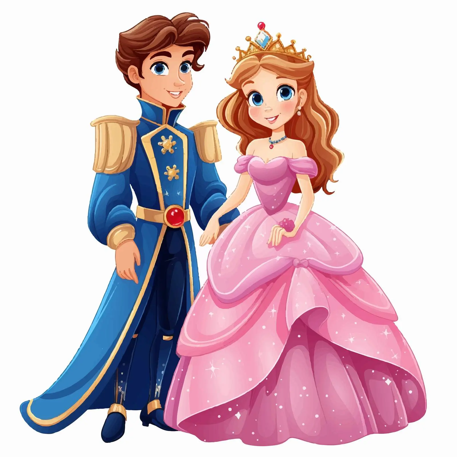 Prince and Princess Cartoon Vector Illustration — free download from Dotvec