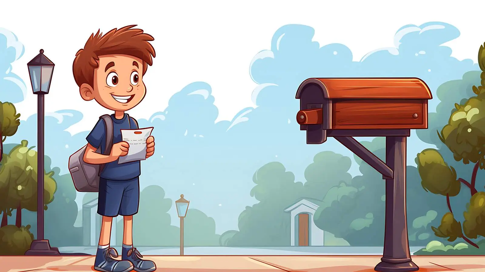 Schoolgirl Observing Mailbox on Street — free download from Dotvec