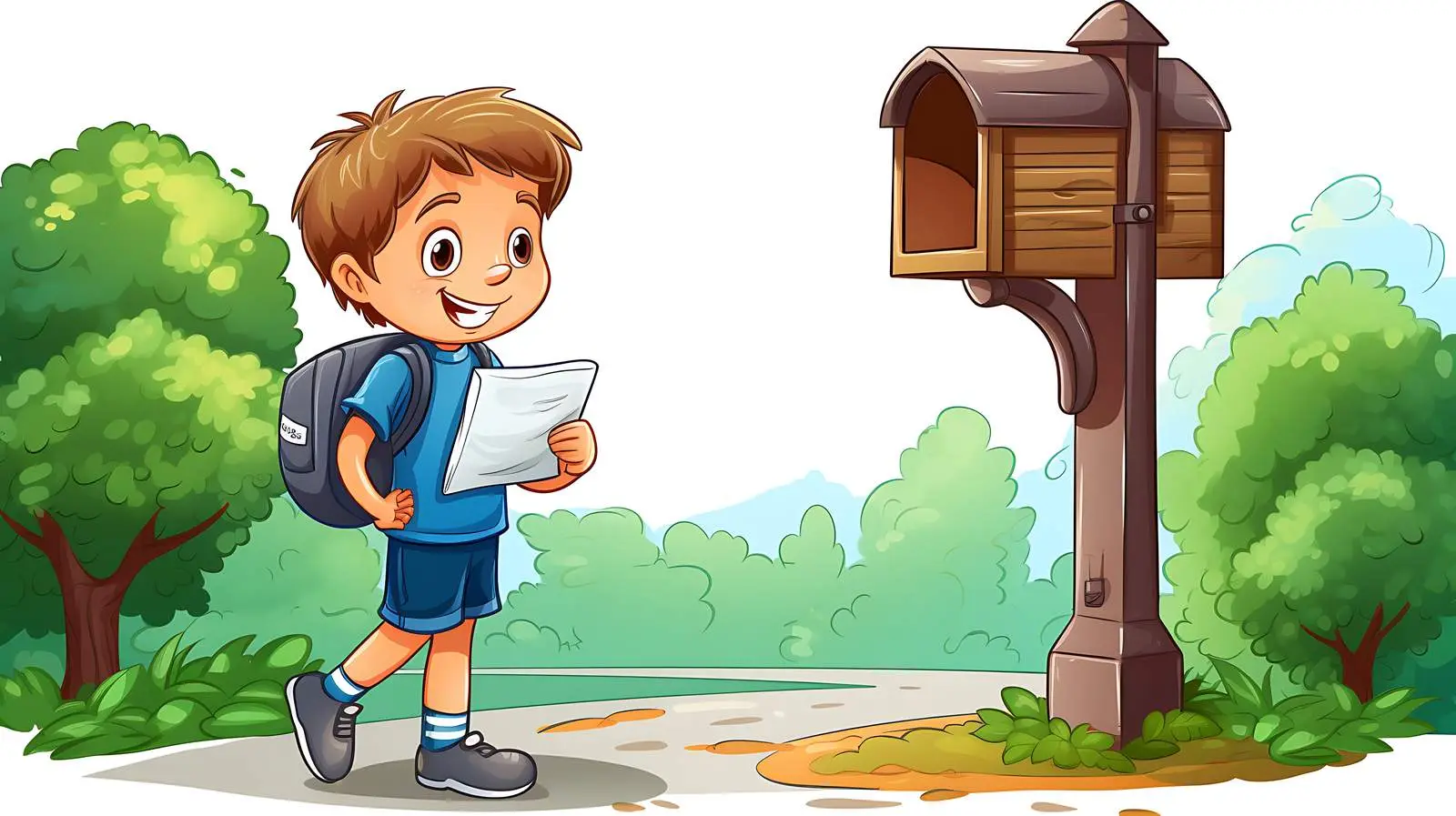 Urban Pupil near Mailbox Illustration — free download from Dotvec