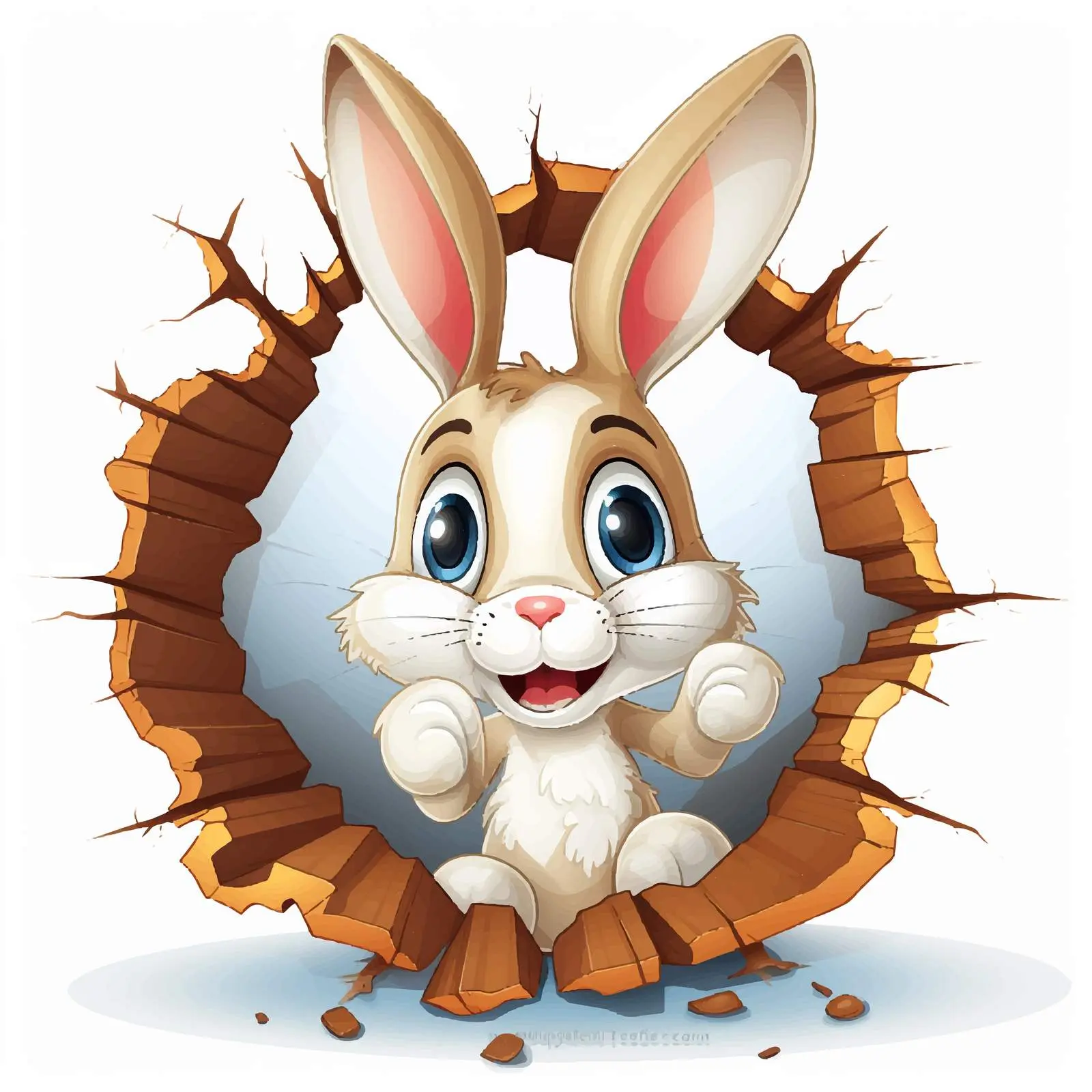 Rabbit Inside Cracked Easter Egg Vector Artwork — free download from Dotvec