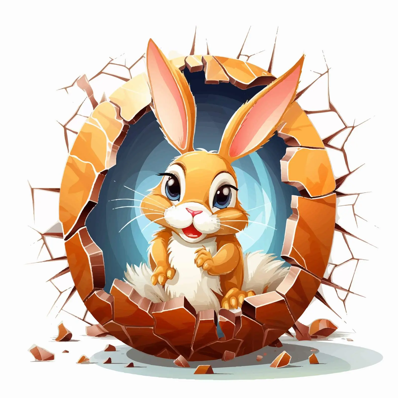 Rabbit Inside Cracked Easter Egg Illustration — free download from Dotvec