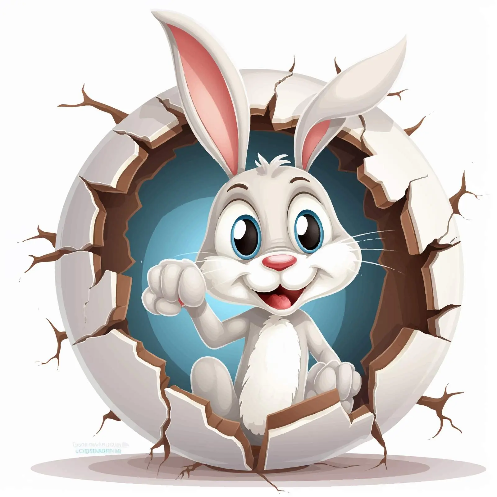Rabbit in Cracked Easter Egg Illustration — free download from Dotvec