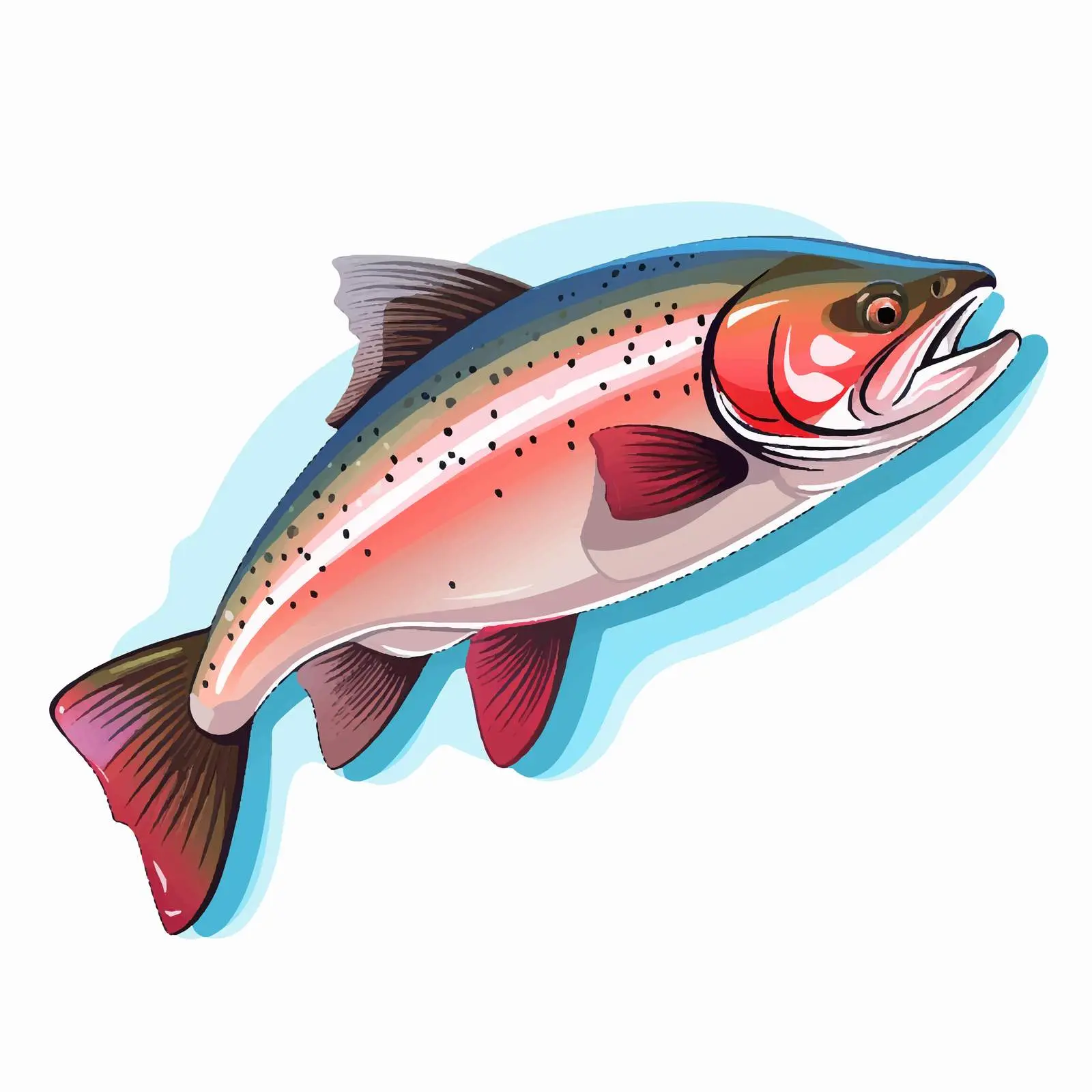 Cartoon Vector Illustration of Rainbow Trout — free download from Dotvec