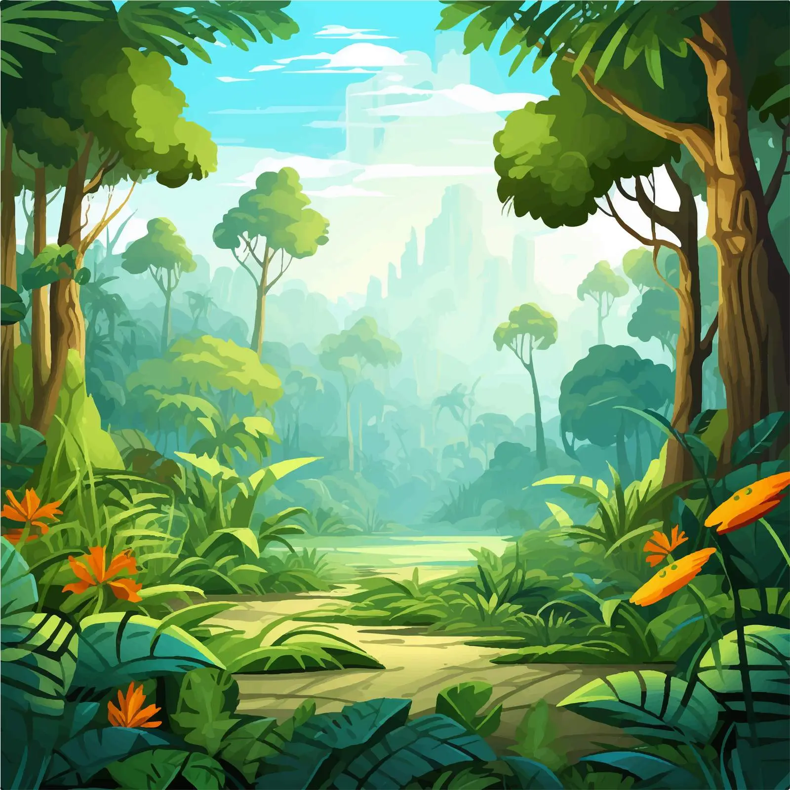 Rainforest Illustration Without Animals — free download from Dotvec
