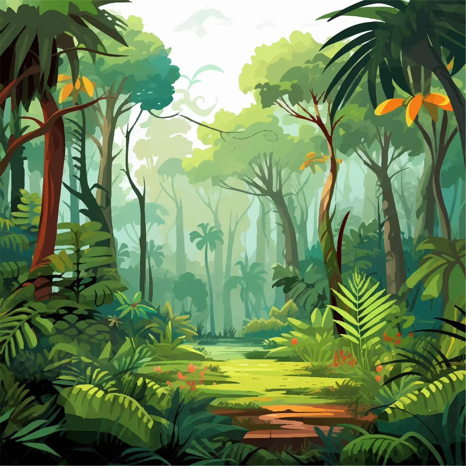 Rainforest Illustration Without Animals — free download from Dotvec