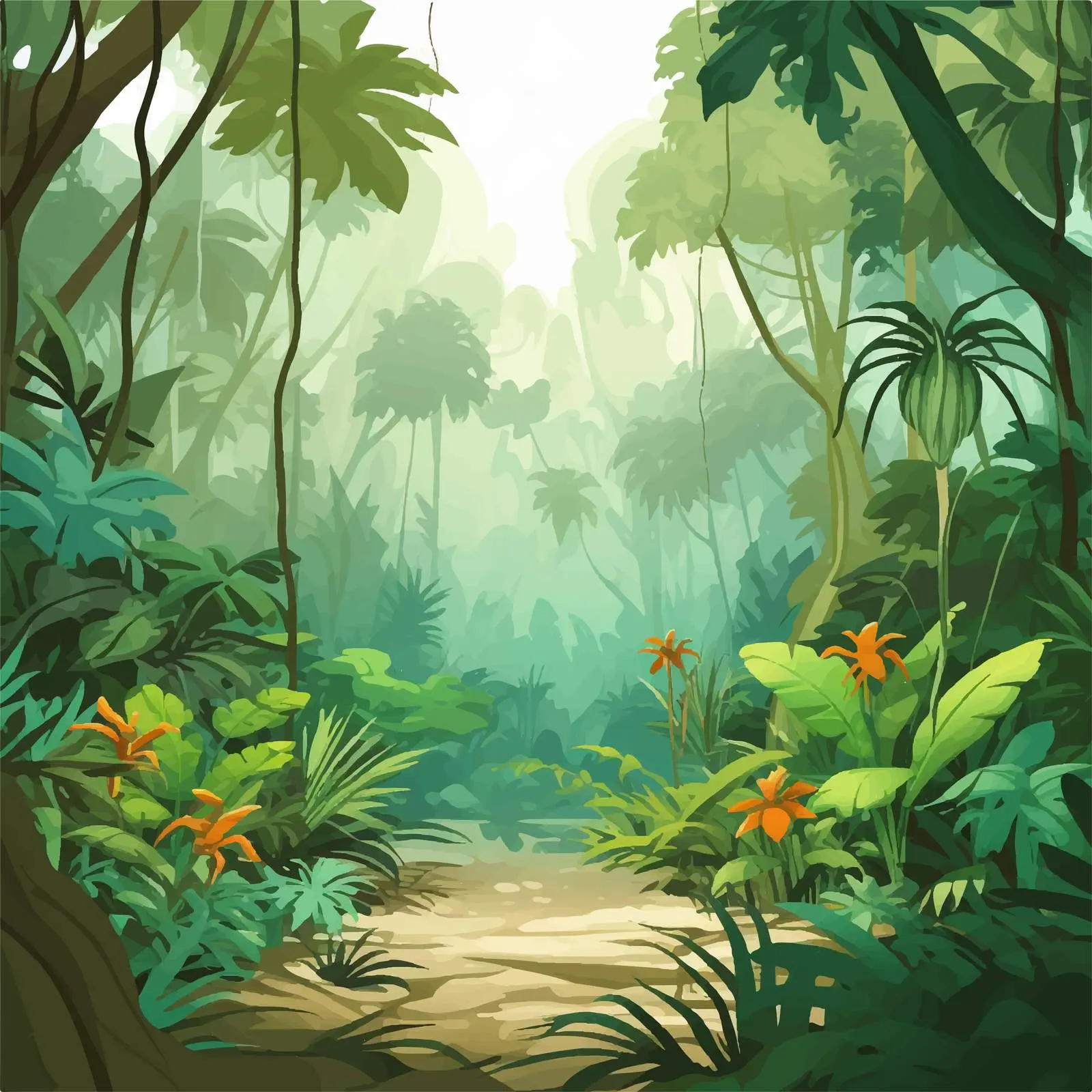 Rainforest Illustration Without Animals – free wild nature image from Dotvec