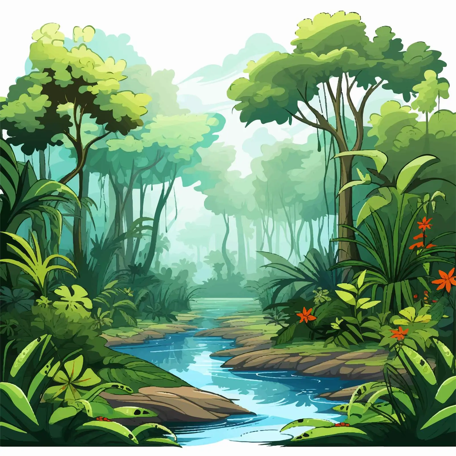 Rainforest Vector Illustration Without Animals — free download from Dotvec