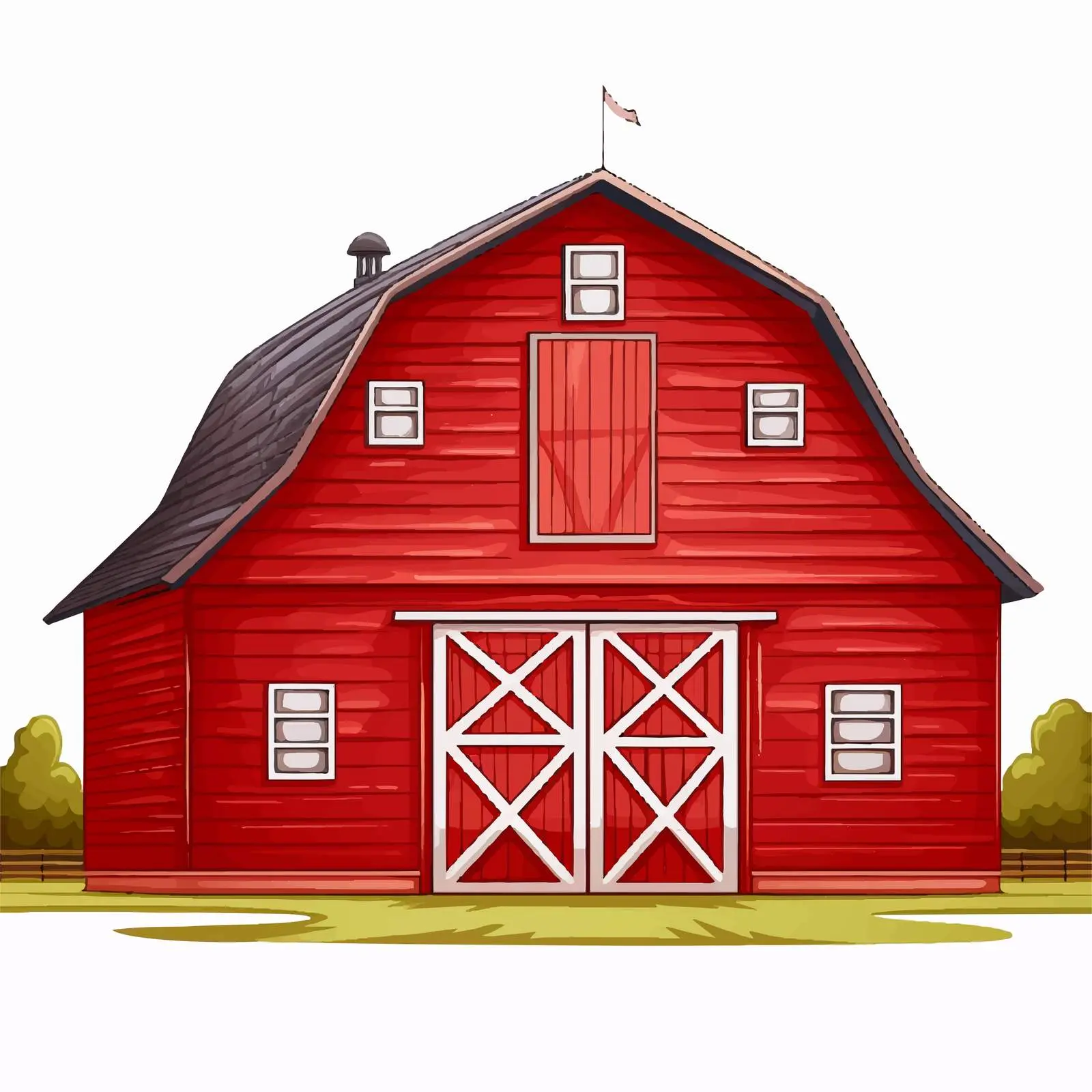 Red Barn House Illustration on White Background — free download from Dotvec