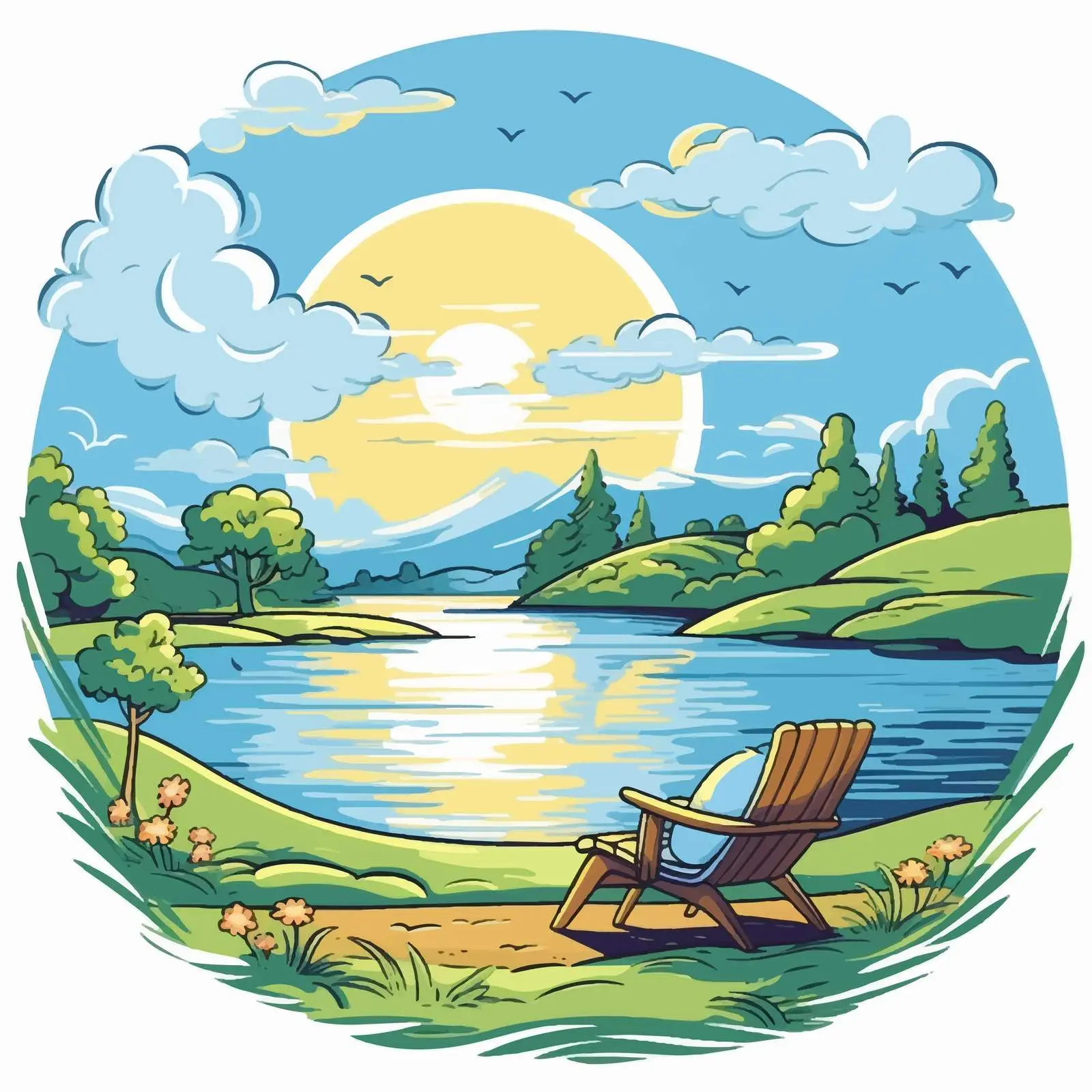 Relaxing Cartoon Vector View Illustration — free download from Dotvec