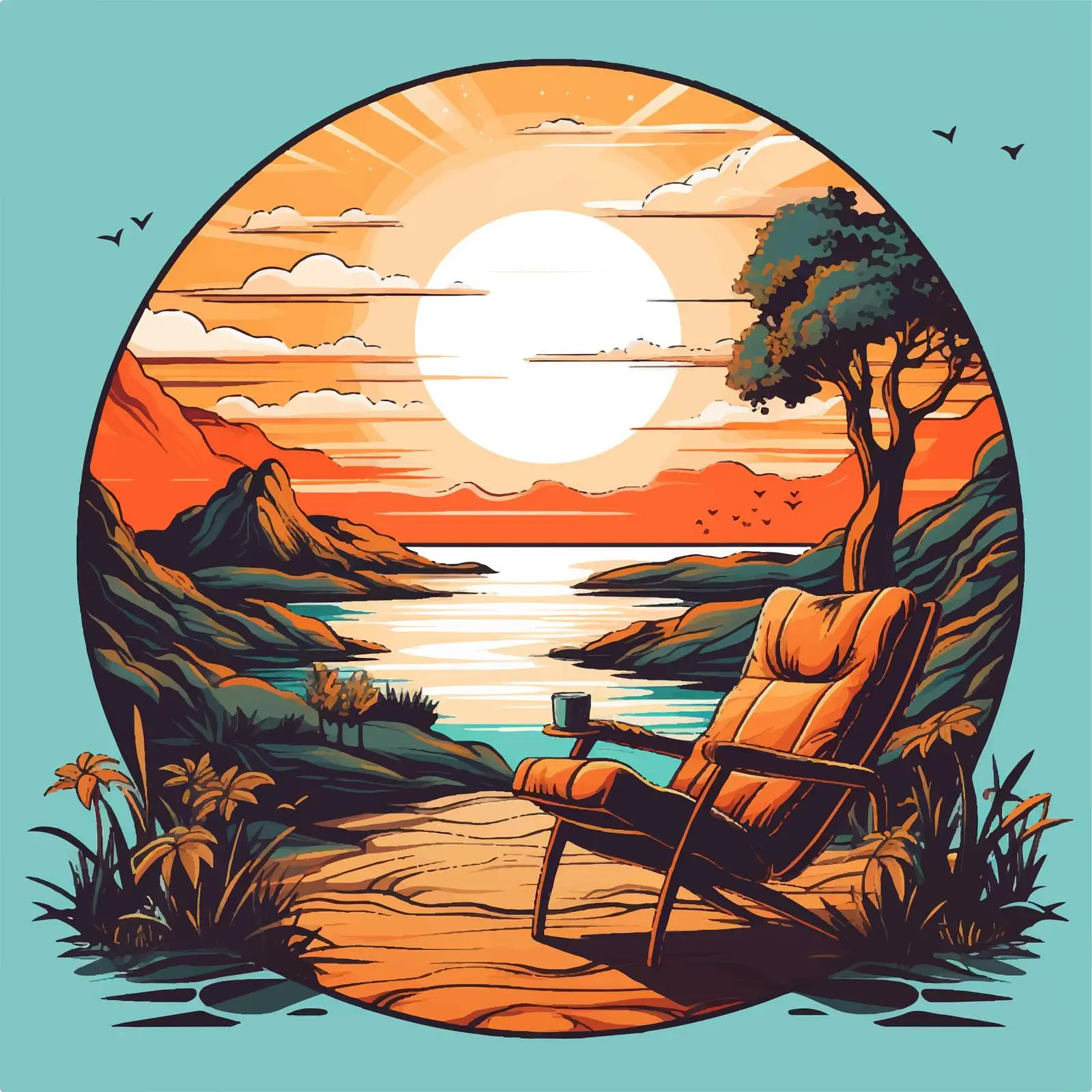 Charming Cartoon Vector of a Relaxing Landscape — free download from Dotvec