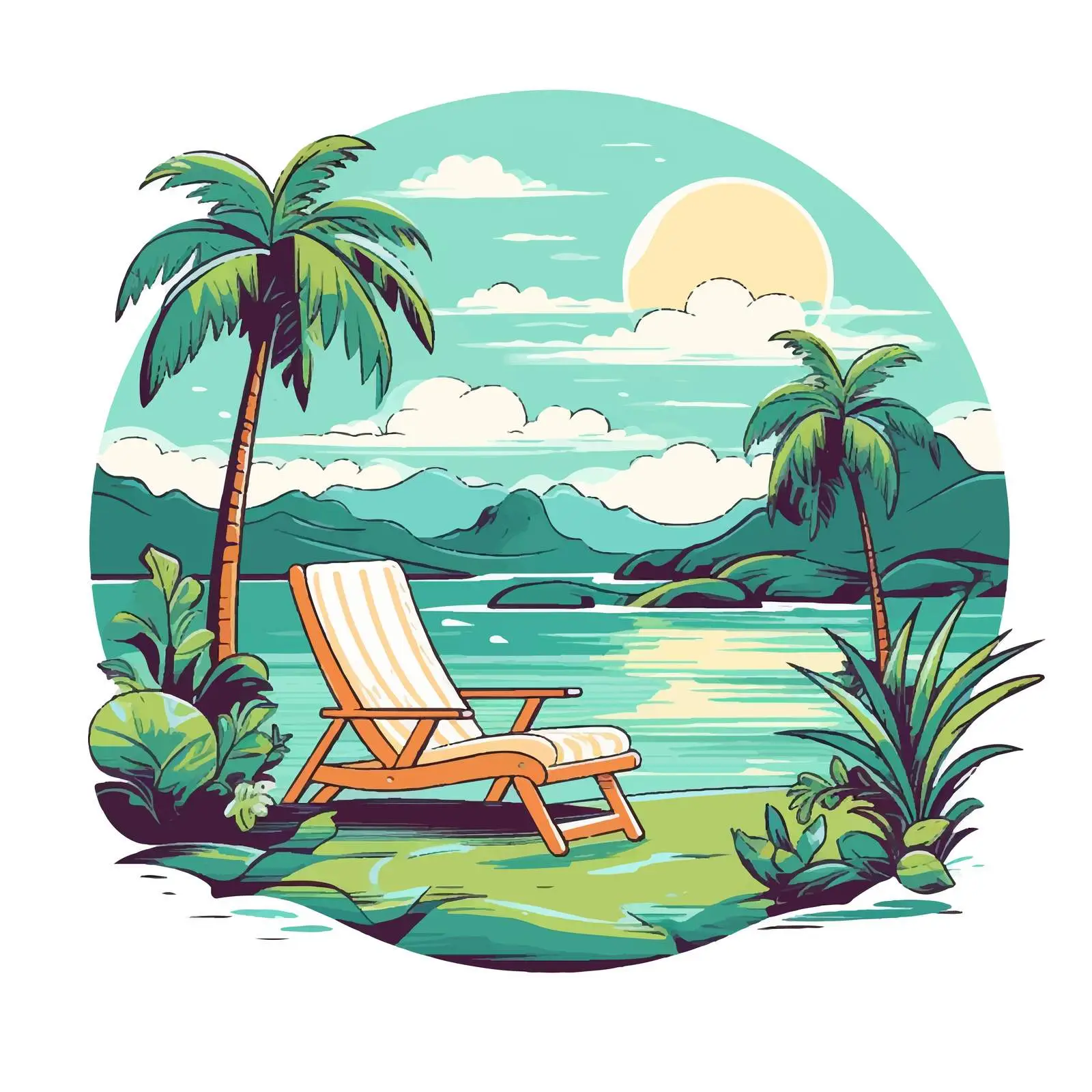 Relaxing Cartoon Vector View Illustration — free download from Dotvec