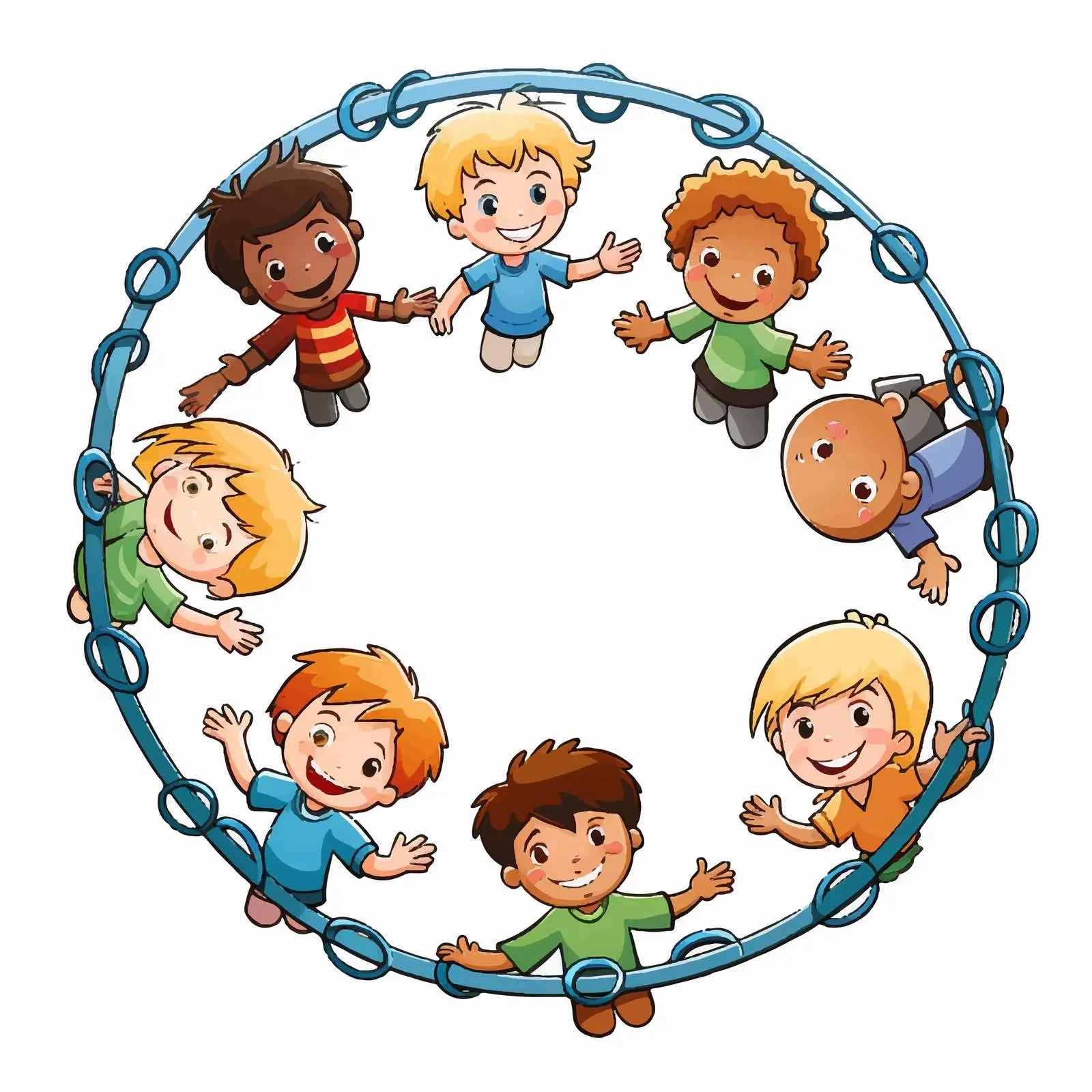 Circle of Children Holding Hands Vector Illustration — free download from Dotvec