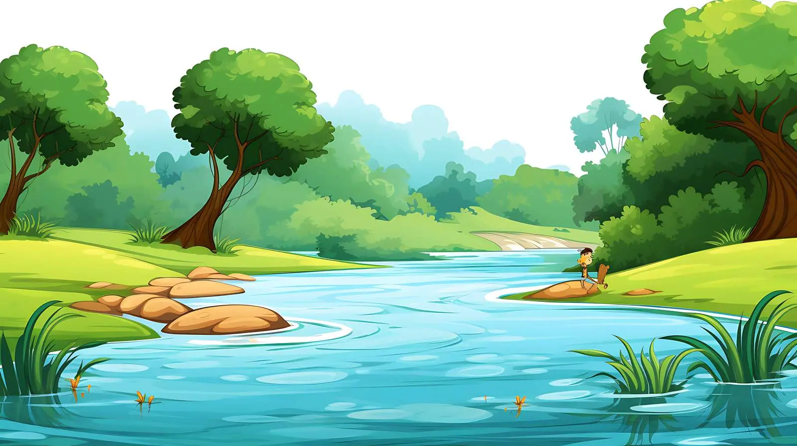 River Kid Swimming Illustration — free download from Dotvec